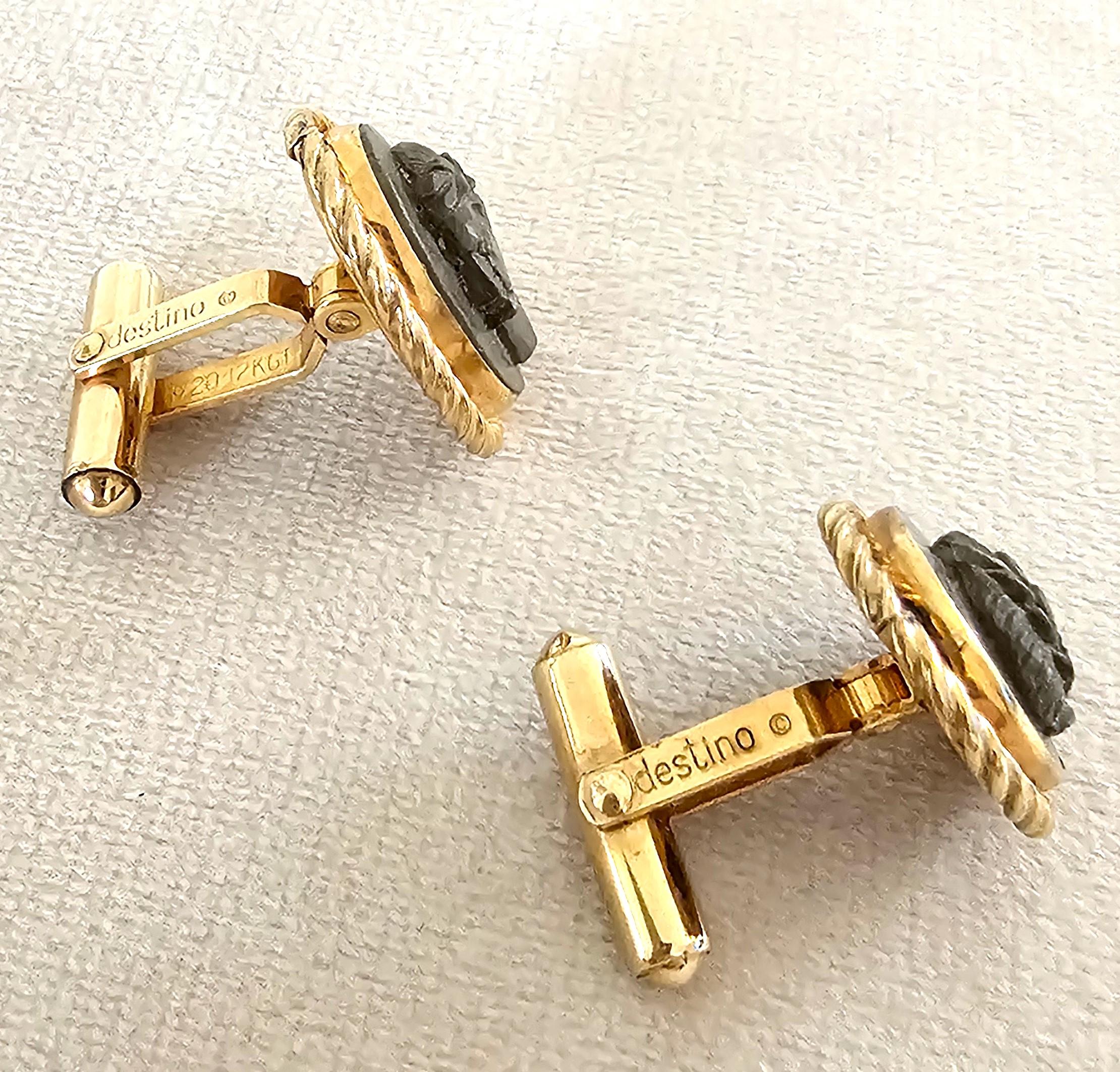 Make a statement with these beautiful and unique Ralph Destino cufflinks. A perfect combination of craftsmanship, luxury and timeless class. Ralph Destino, known for his refined taste and connections within the world of high-end jewelry, launched an