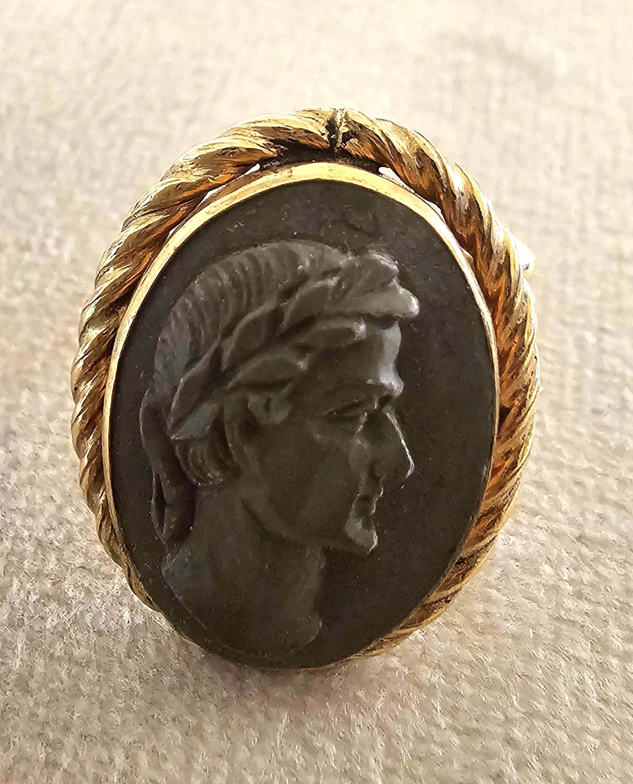 Men's Rare Luxury Vintage Ralph Destino Basalt 12K Gold Cufflinks For Sale