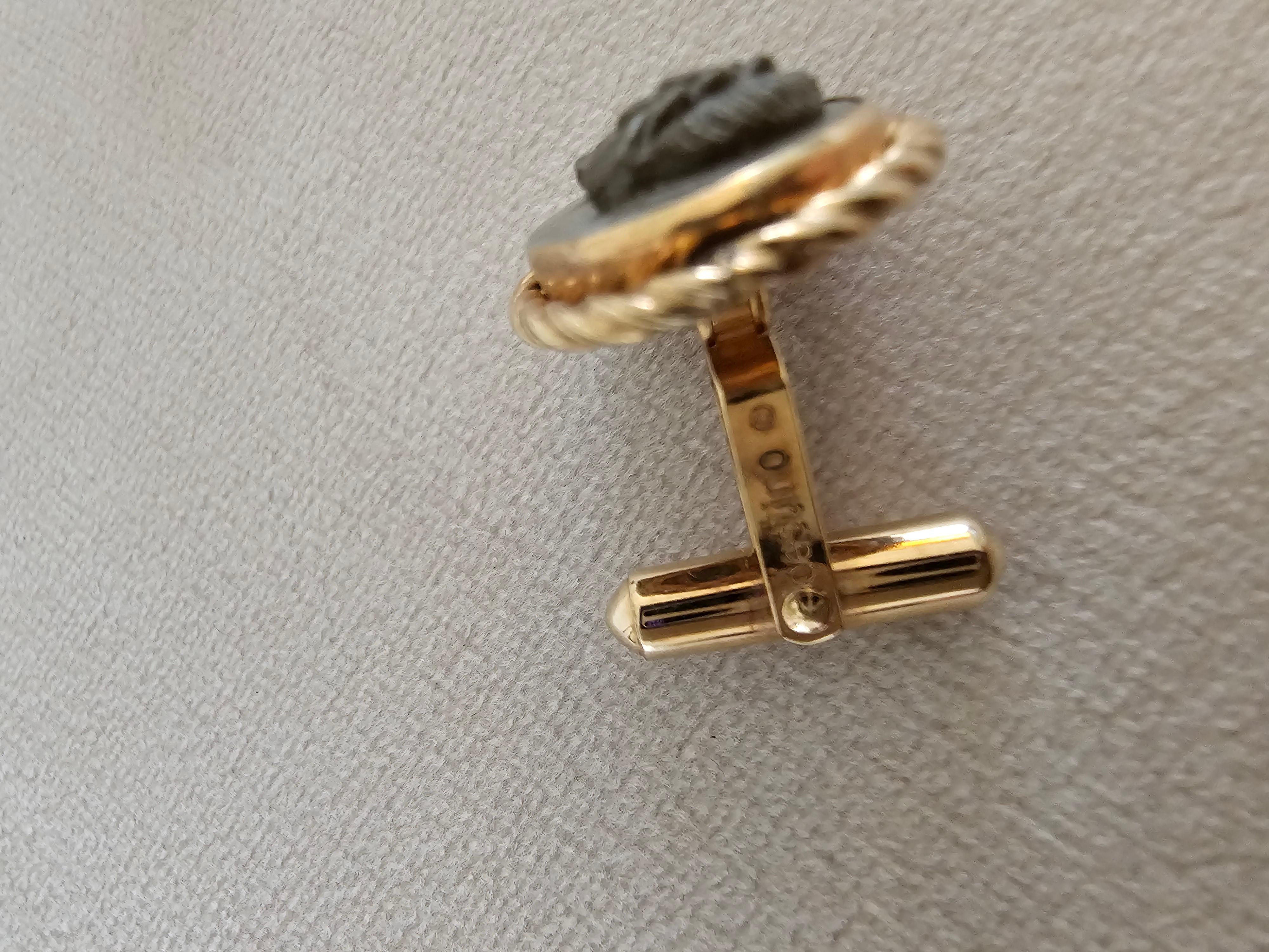 Rare Luxury Vintage Ralph Destino Basalt 12K Gold Cufflinks For Sale 2