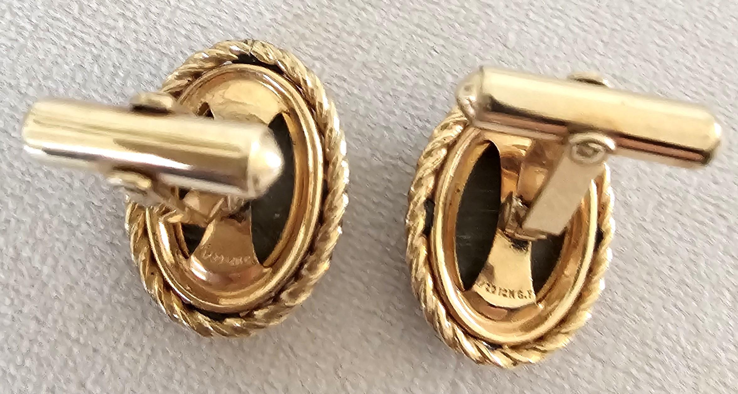 Rare Luxury Vintage Ralph Destino Basalt 12K Gold Cufflinks For Sale 3