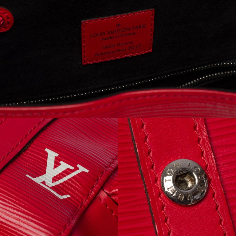 Rare LV X Supreme Christopher limited edition backpack in Red epi leather,  SHW
