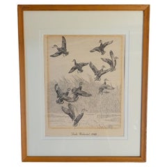 Vintage Rare Lynn Bogue Hunt Engraving of Ducks Unlimited, 1940
