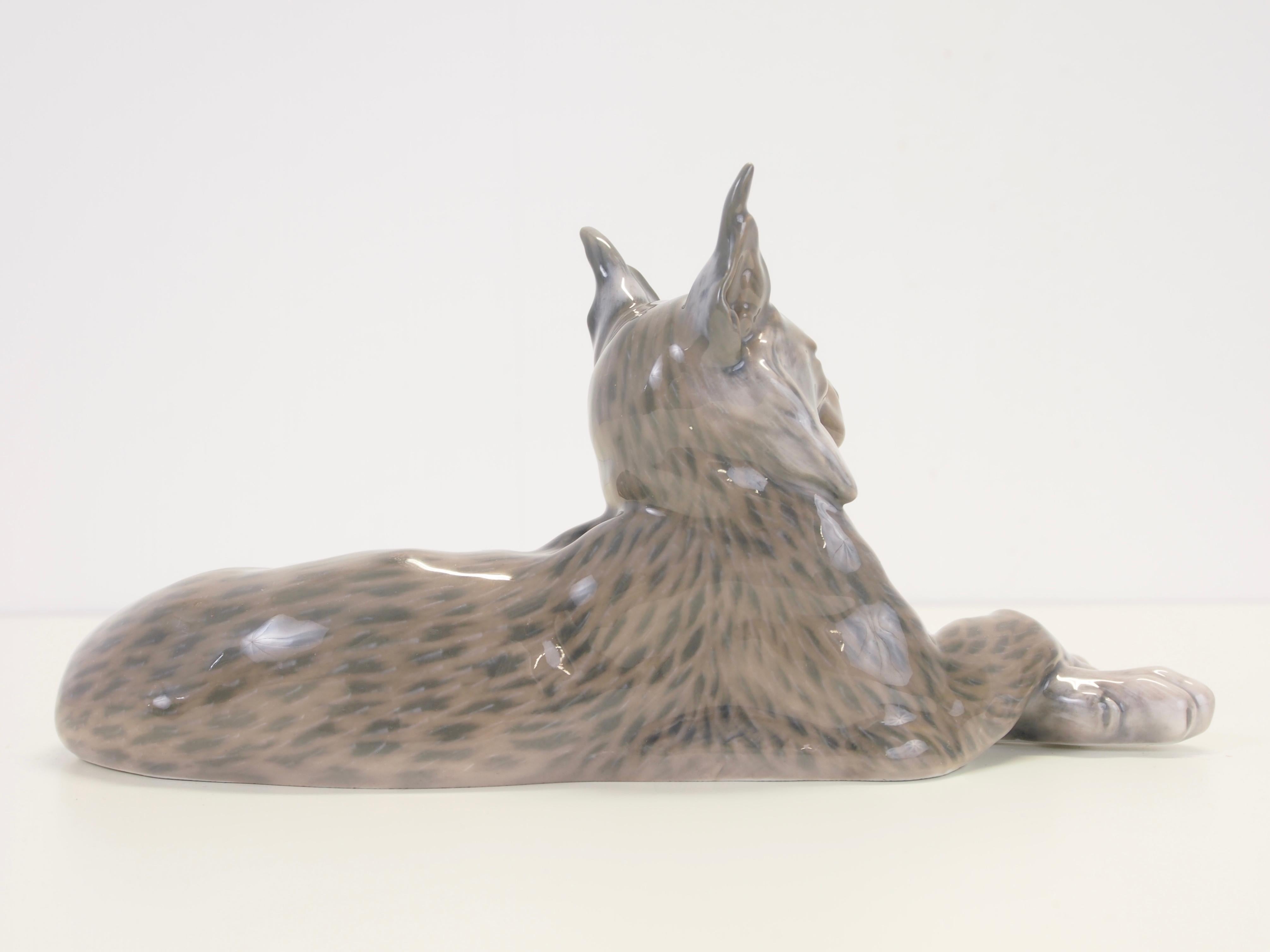 19th Century Rare Lynx Early 19th Porcelain Figurine by Peter Herold for Royal Copenhagen