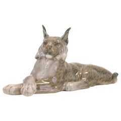 Rare Lynx Early 19th Porcelain Figurine by Peter Herold for Royal Copenhagen