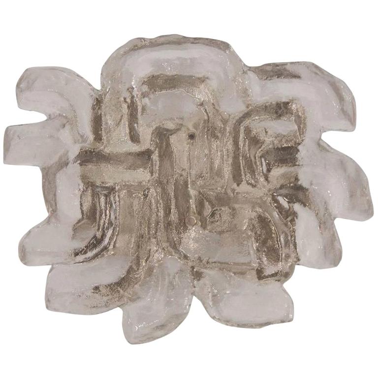 Rare "Lyra" Pattern Kalmar Ice Glass Sconce