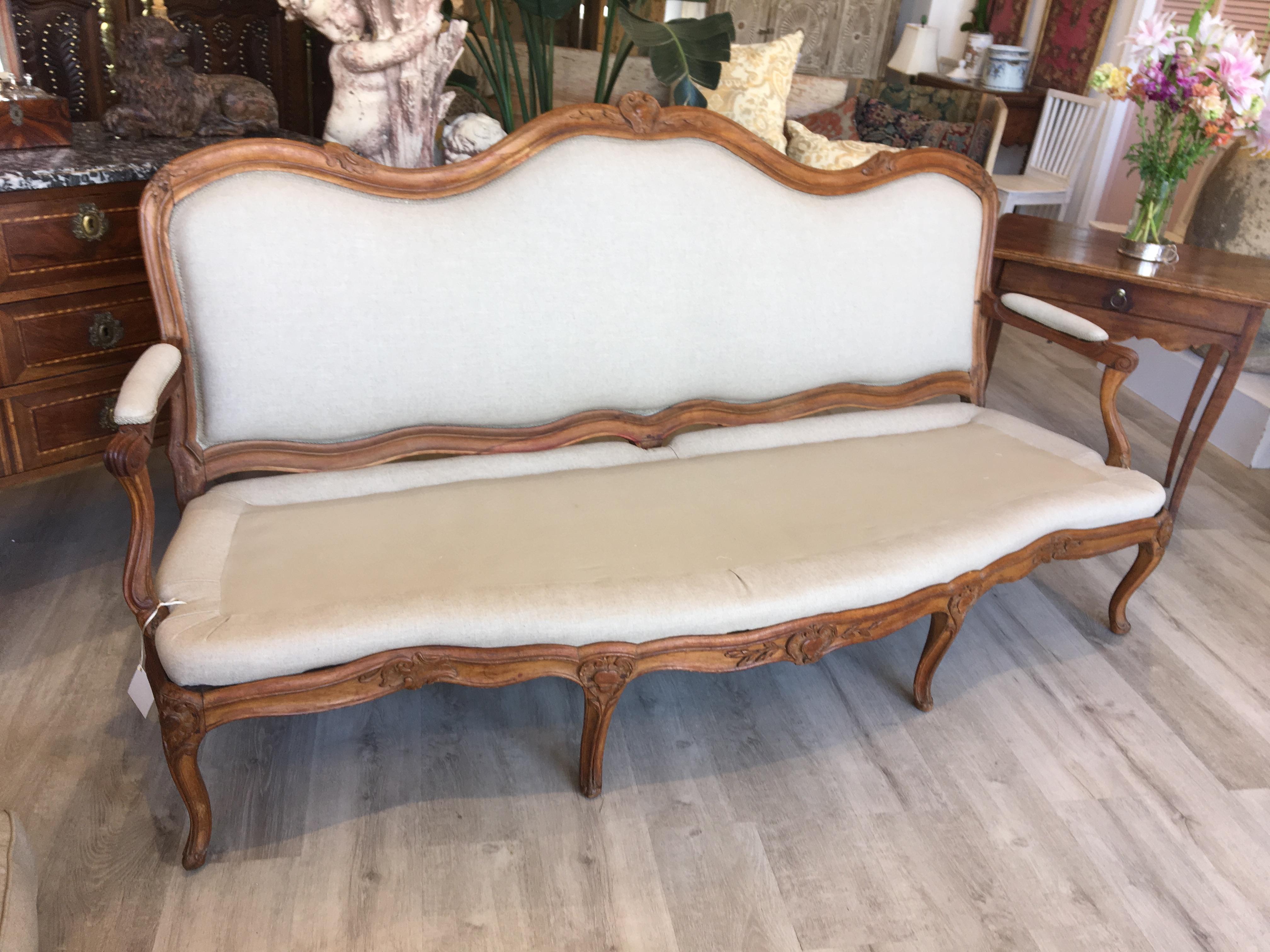 Rare M. Gourdin Signed Louis XV Settee - Canapé à Chassis - Sofa à la Rein In Good Condition In Doylestown, PA