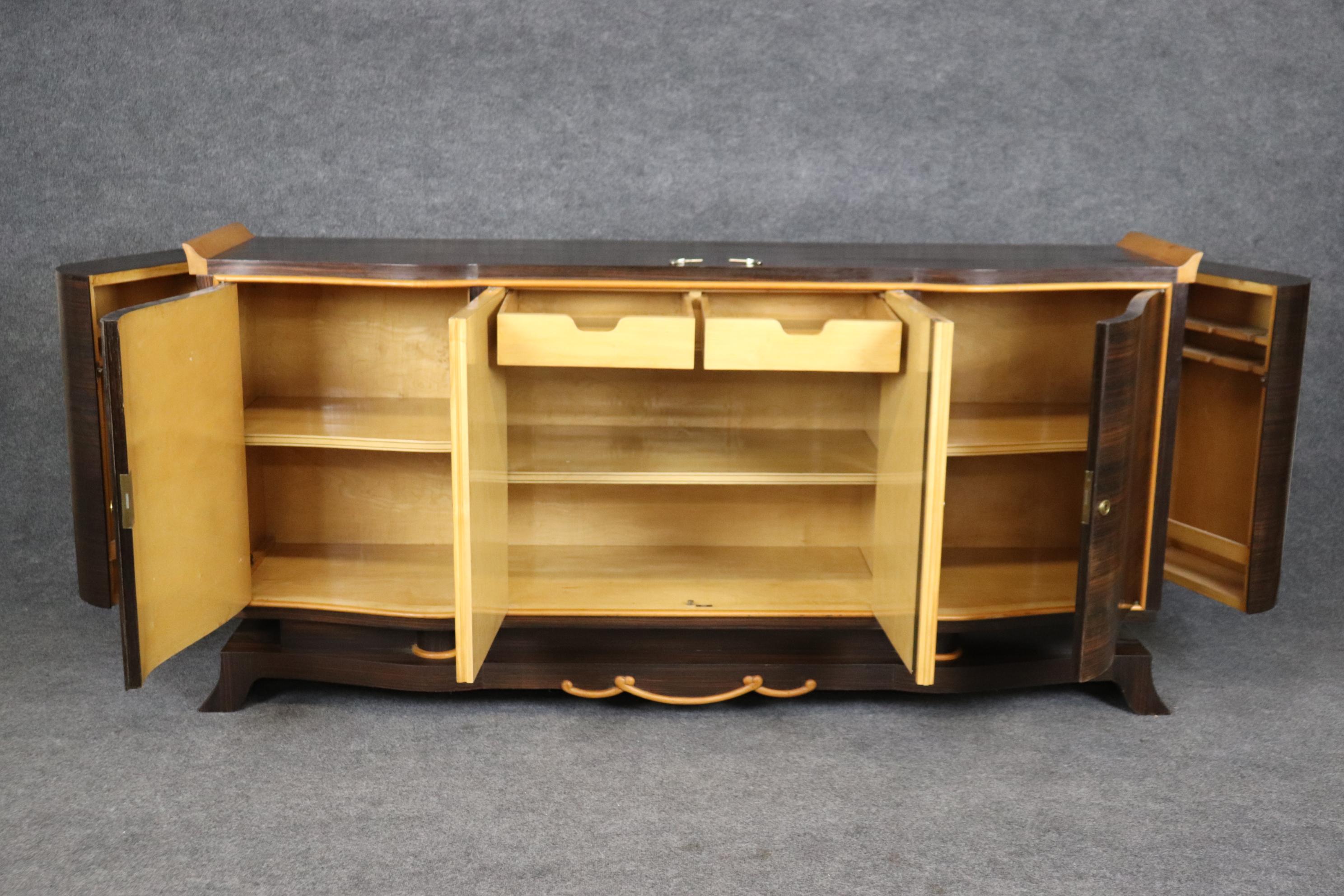 Rare Macassar Ebony and Satinwood French Art Deco Sideboard in The manner Leleu For Sale 8