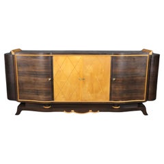 Seltene Makassar Ebenholz und Satinholz Französisch Art Deco Sideboard in der Art Leleu