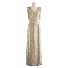 Rare Madame Grès 1950s Haute Couture Brocaded Satin Ivory Gold Evening Dress