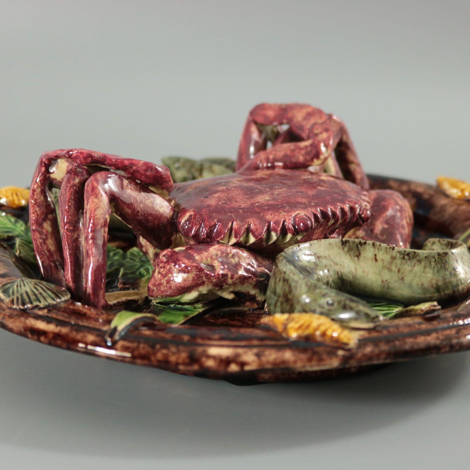 Rare Mafra Palissy Majolica Crab Plate For Sale 3