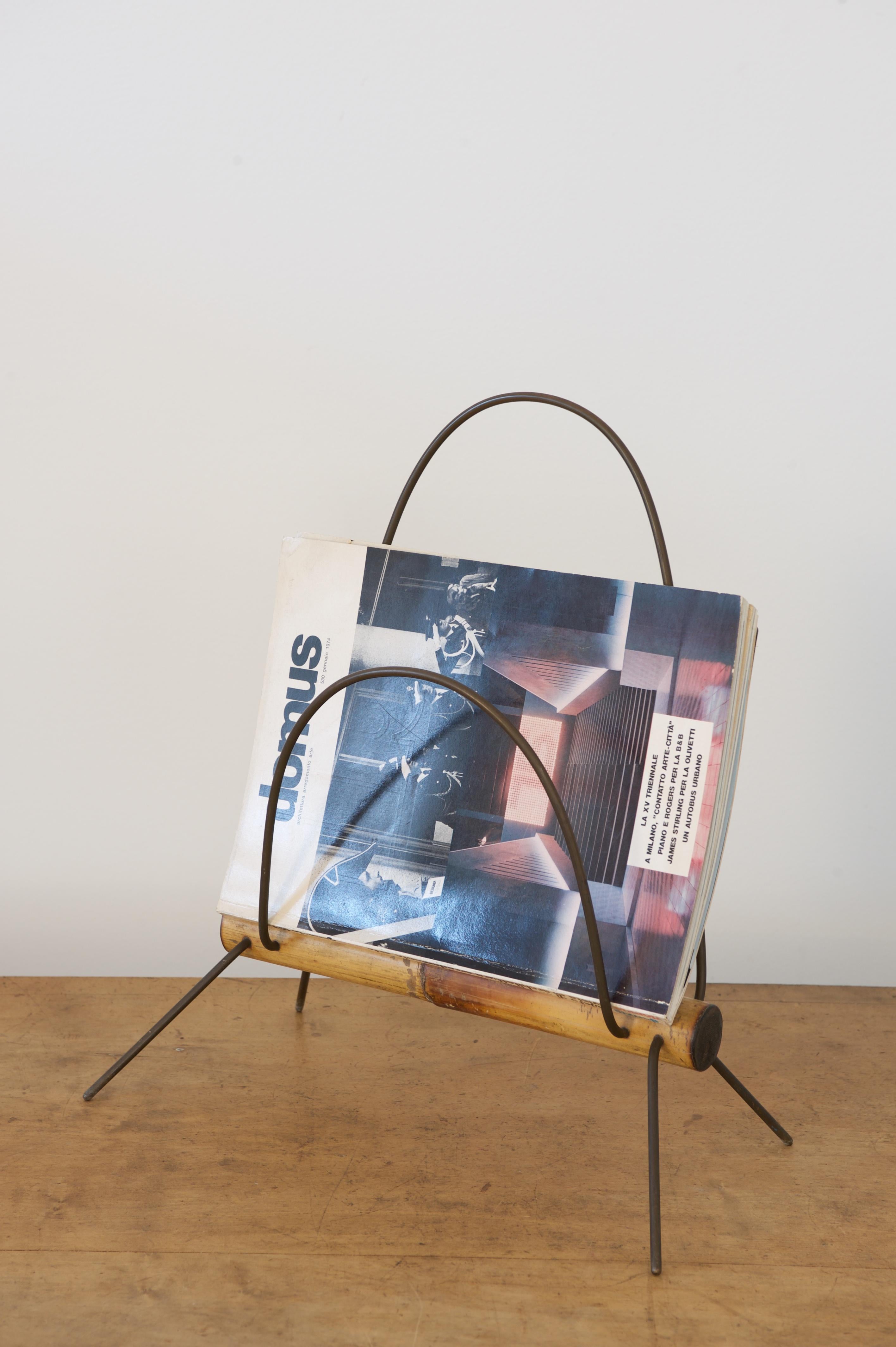 Patinated Rare Magazine Rack by Carl Auböck For Sale