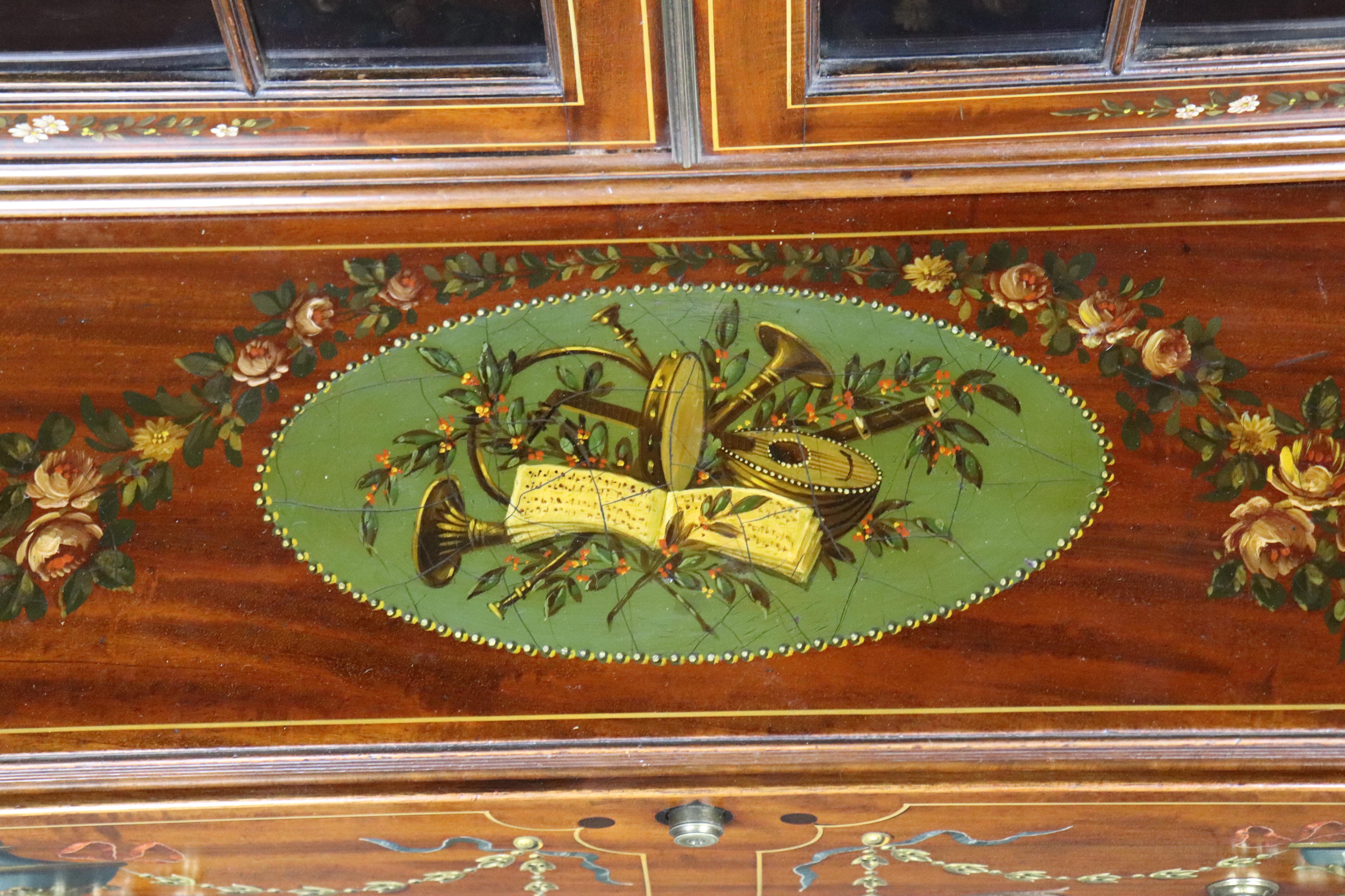 Rare Mahogany Adams Paint Decorated Edwards and Roberts Monumental Breakfront in vendita 3