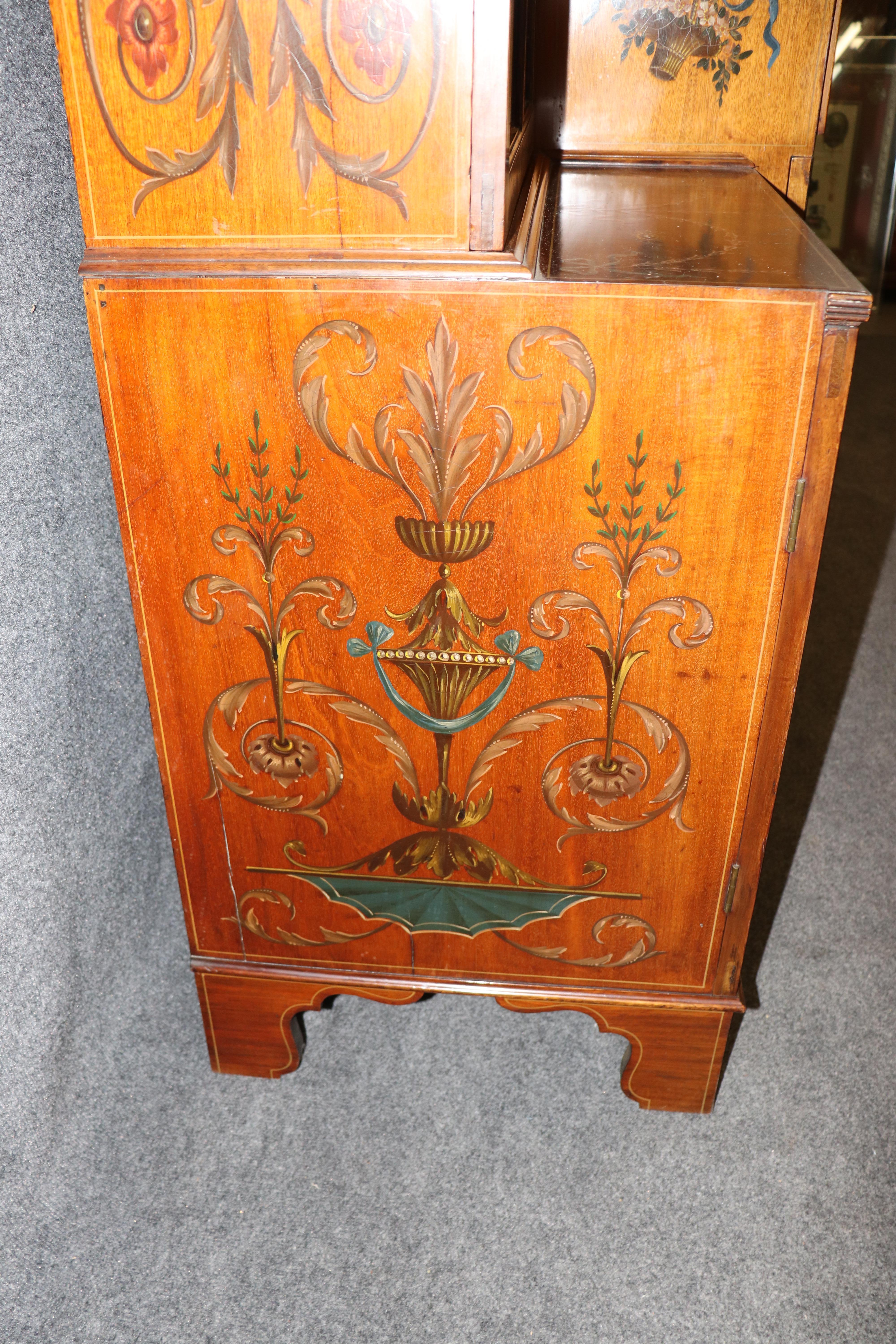 Rare Mahogany Adams Paint Decorated Edwards and Roberts Monumental Breakfront in vendita 7