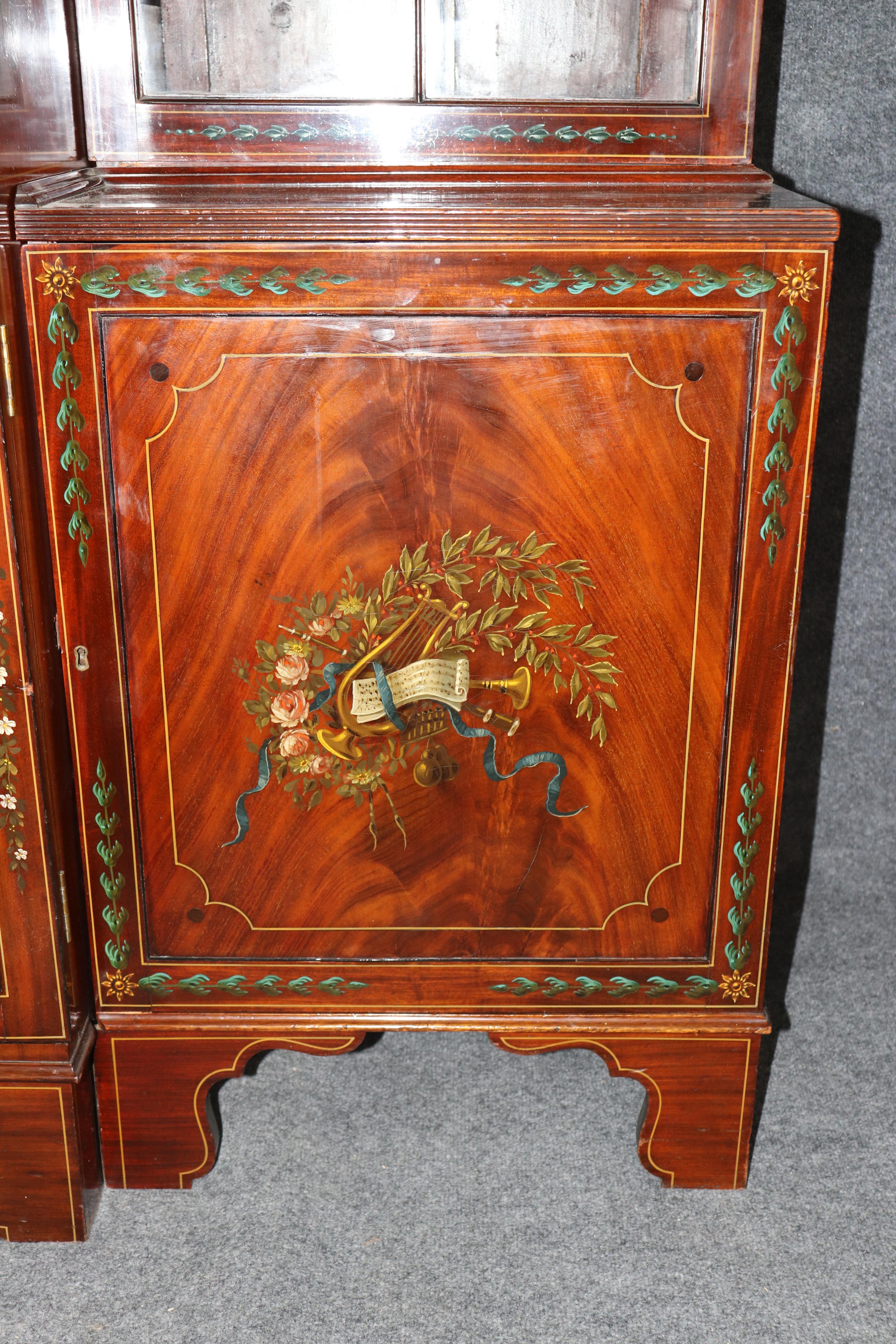 Fine XIX secolo Rare Mahogany Adams Paint Decorated Edwards and Roberts Monumental Breakfront in vendita
