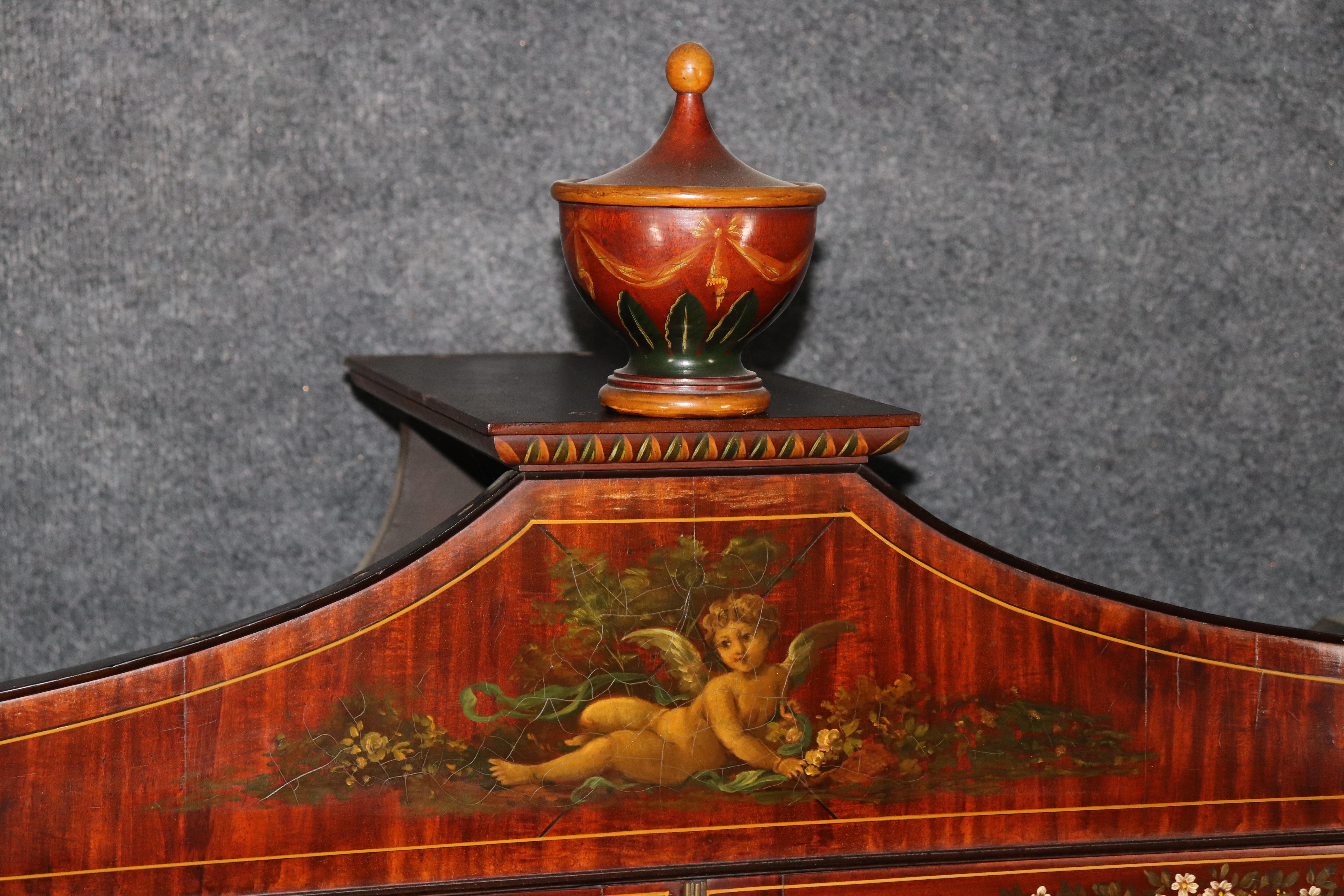 Mogano Rare Mahogany Adams Paint Decorated Edwards and Roberts Monumental Breakfront in vendita