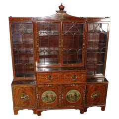 Rare Mahogany Adams Paint Decorated Edwards and Roberts Monumental Breakfront