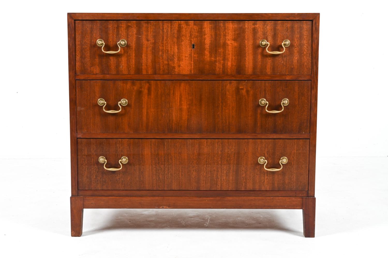 Danish Rare Mahogany Three-Drawer Chest by Ole Wanscher for A. J. Iversen, c. 1940's For Sale