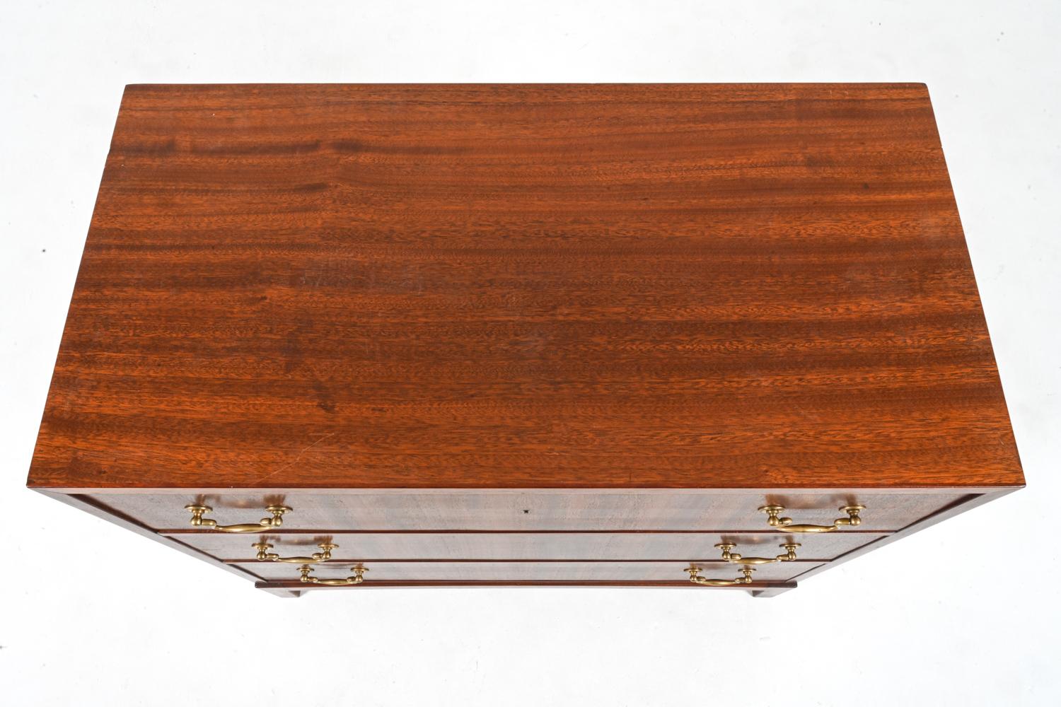 Rare Mahogany Three-Drawer Chest by Ole Wanscher for A. J. Iversen, c. 1940's In Good Condition For Sale In Norwalk, CT