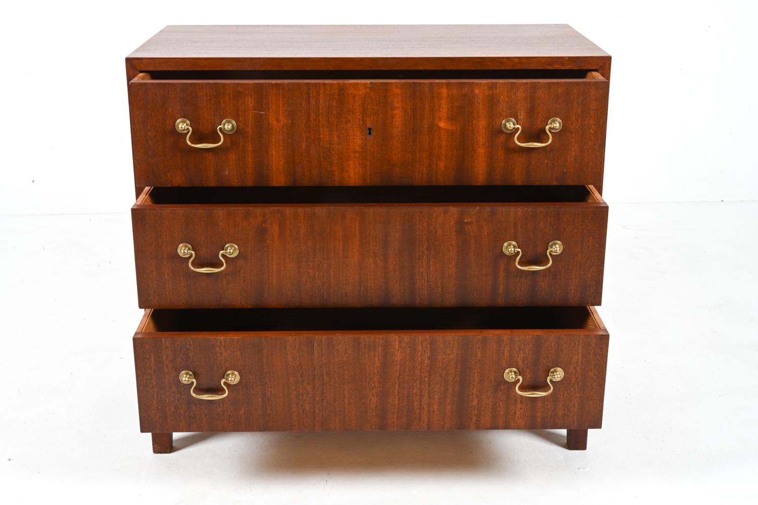 Rare Mahogany Three-Drawer Chest by Ole Wanscher for A. J. Iversen, c. 1940's For Sale 1