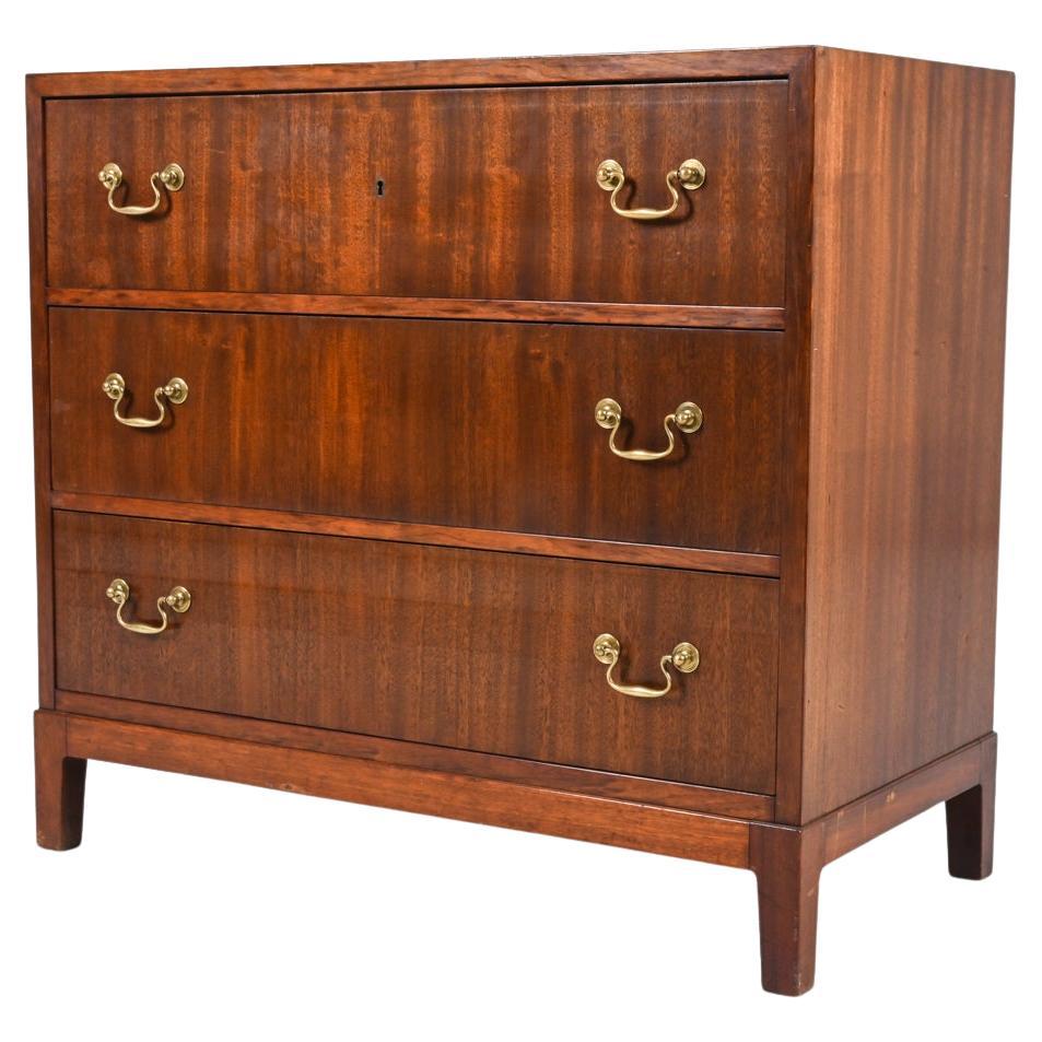 Rare Mahogany Three-Drawer Chest by Ole Wanscher for A. J. Iversen, c. 1940's For Sale
