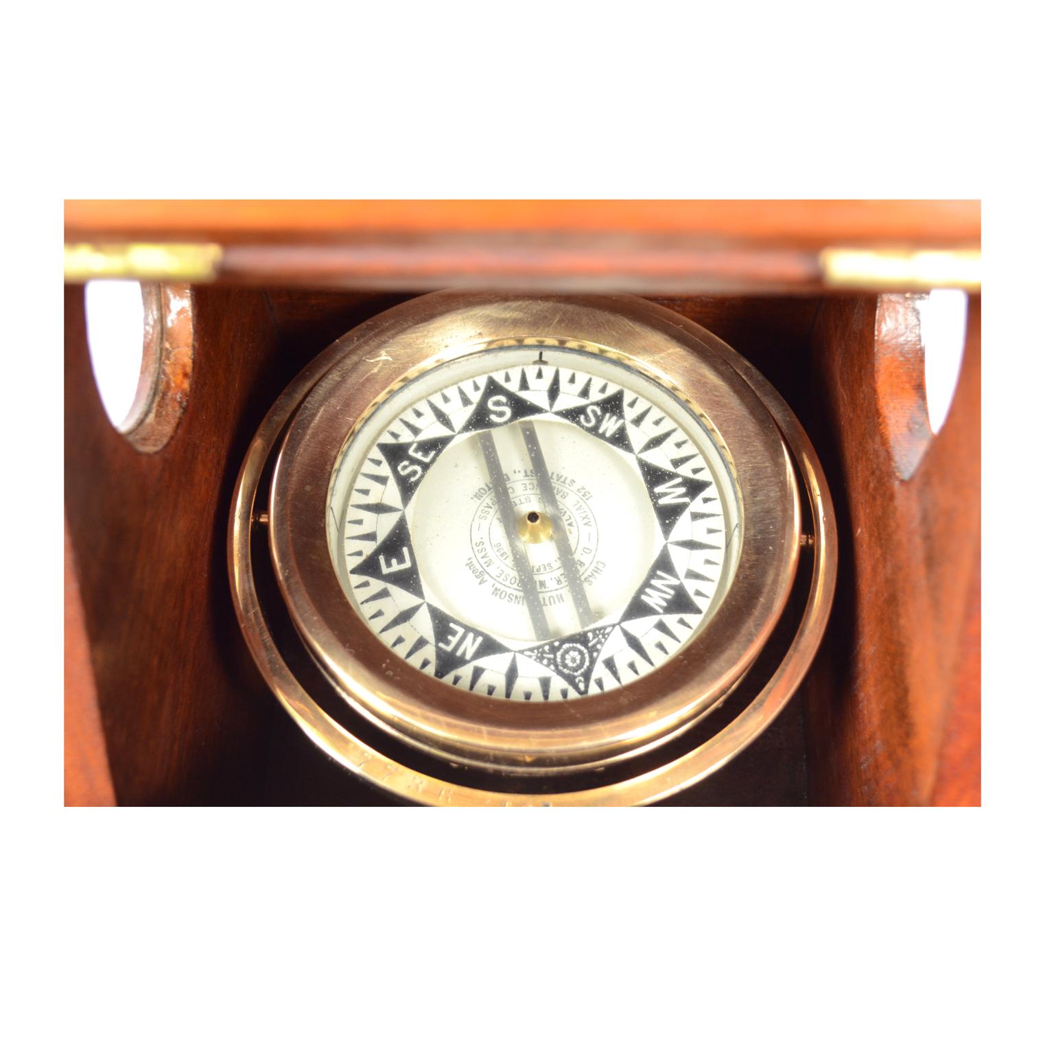 American Mahogany Wood Binnacle Compass, circa 1896 For Sale 7