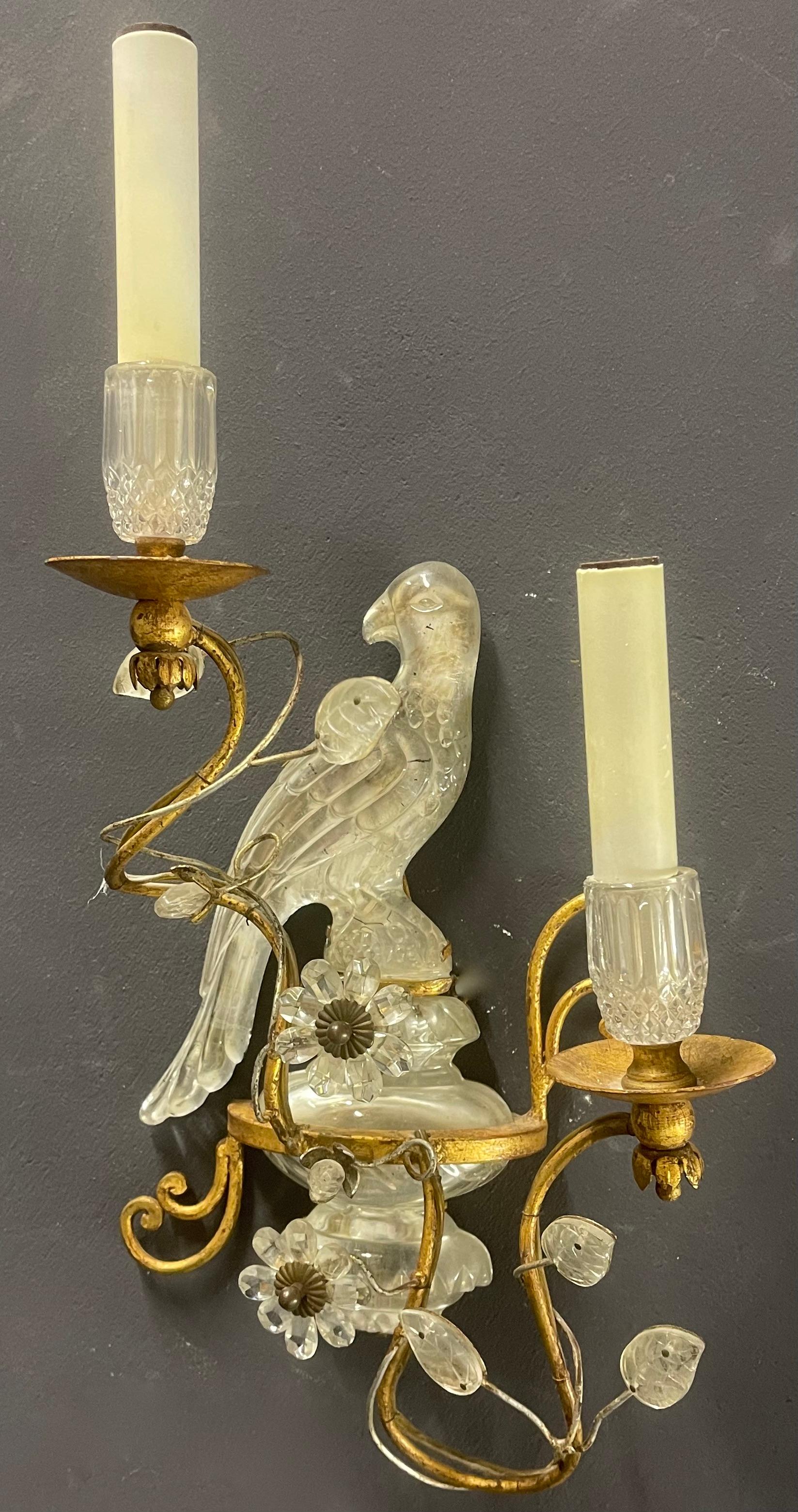 Crystal glass and gilded iron in very good condition. a matching pair is also available.