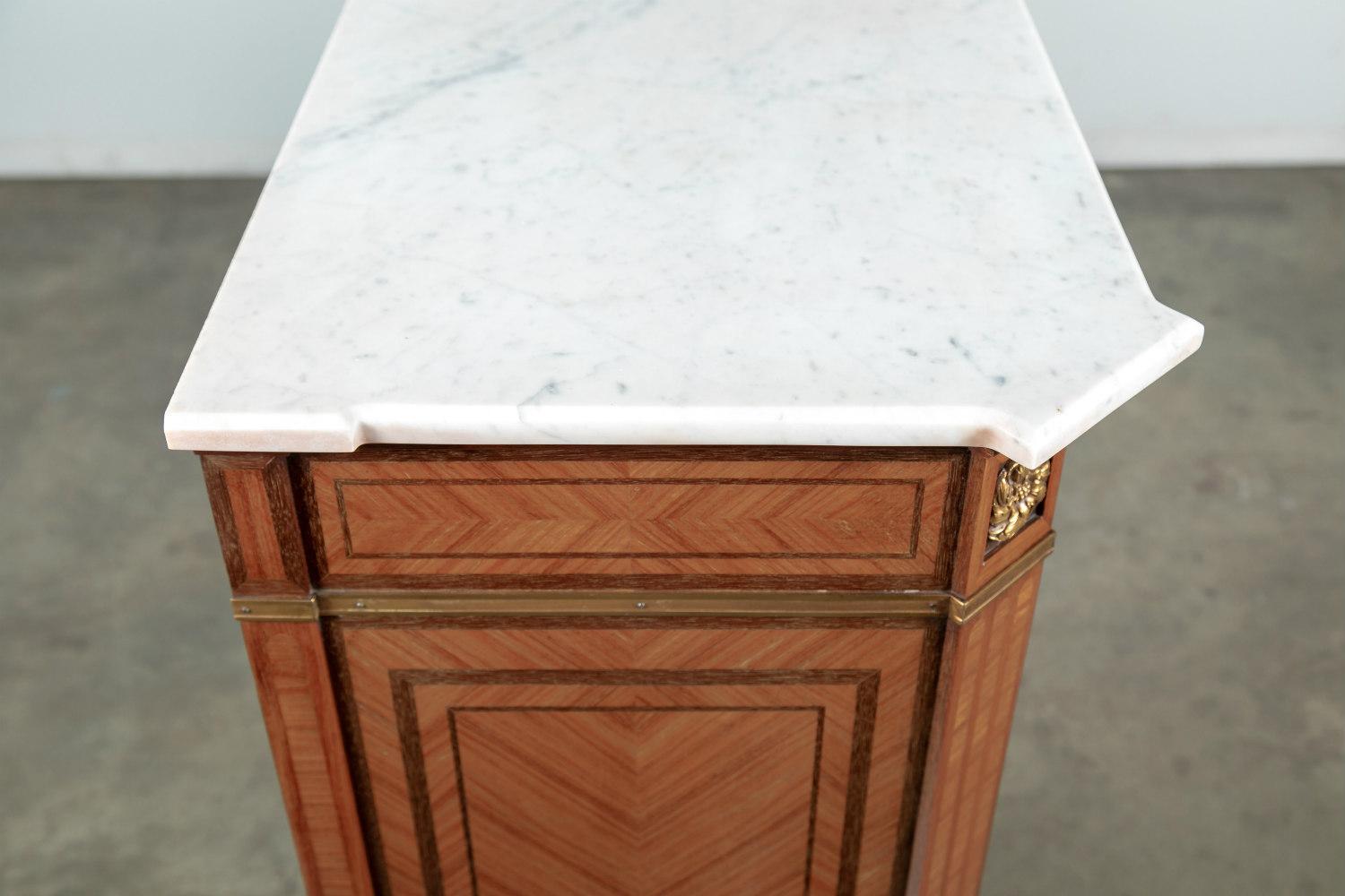 Rare Maison Gouffé Louis XVI Style Marble Top Parquetry Buffet, Signed 9