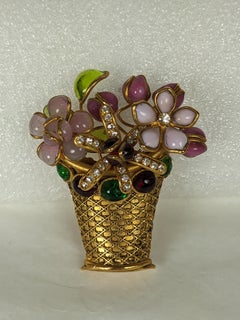 Rare Maison Gripoix Flower Basket Brooch
