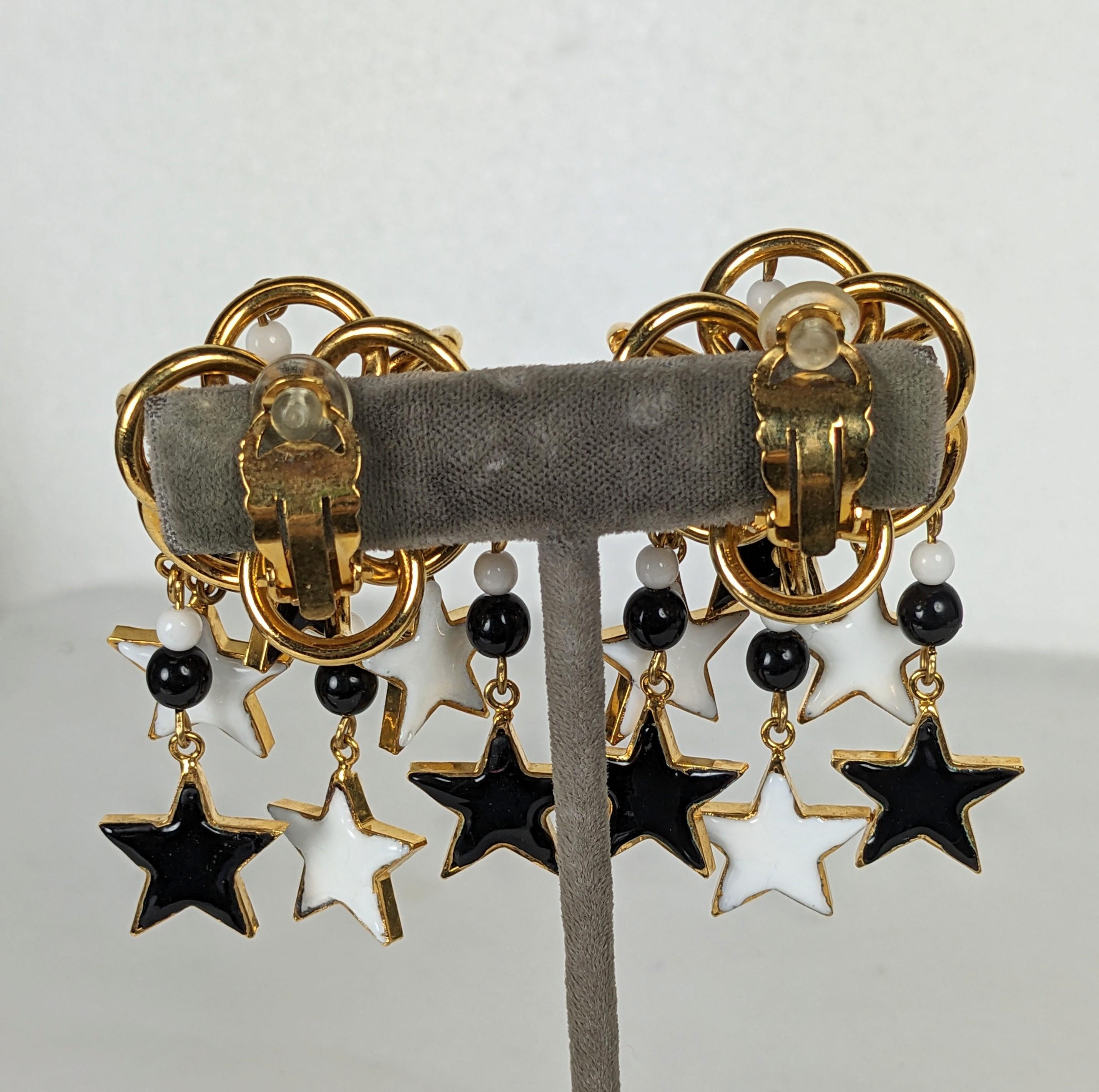 Rare Maison Gripoix for Yves Saint Laurent Star Earclips In Excellent Condition For Sale In New York, NY