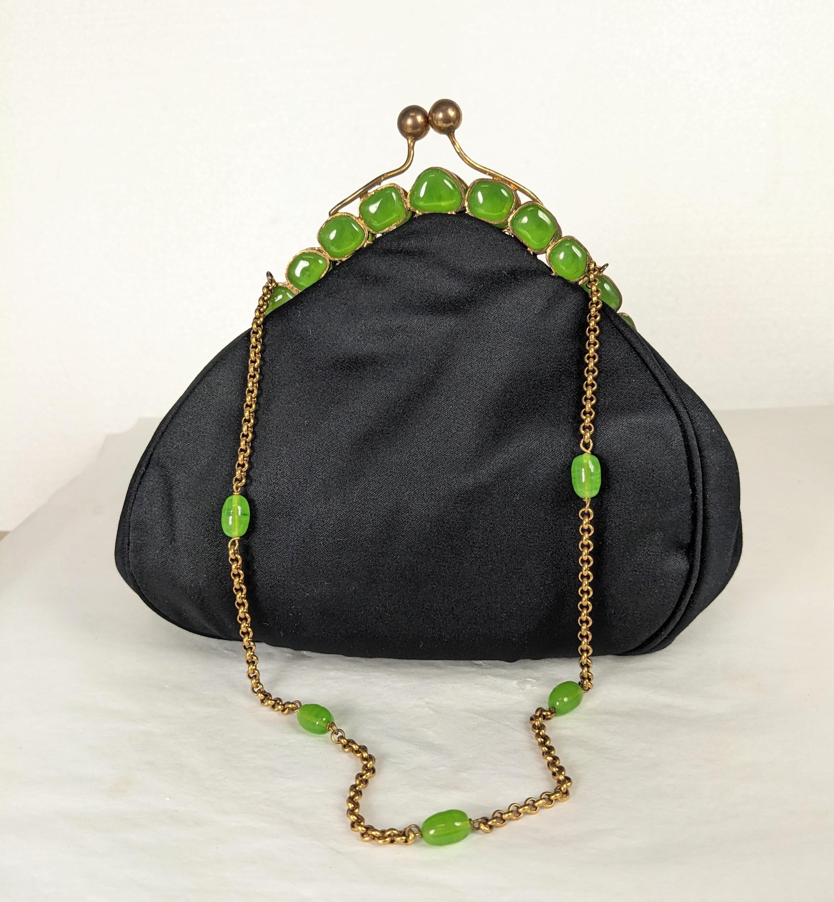 Rare Gripoix Glass Haute Couture purse from the 1980's. A Chanel design, but made in custom colorations. Our Chanel Haute Couture client ordered these purses directly from Maison Gripoix's owner prior to its closing. It was custom remounted with