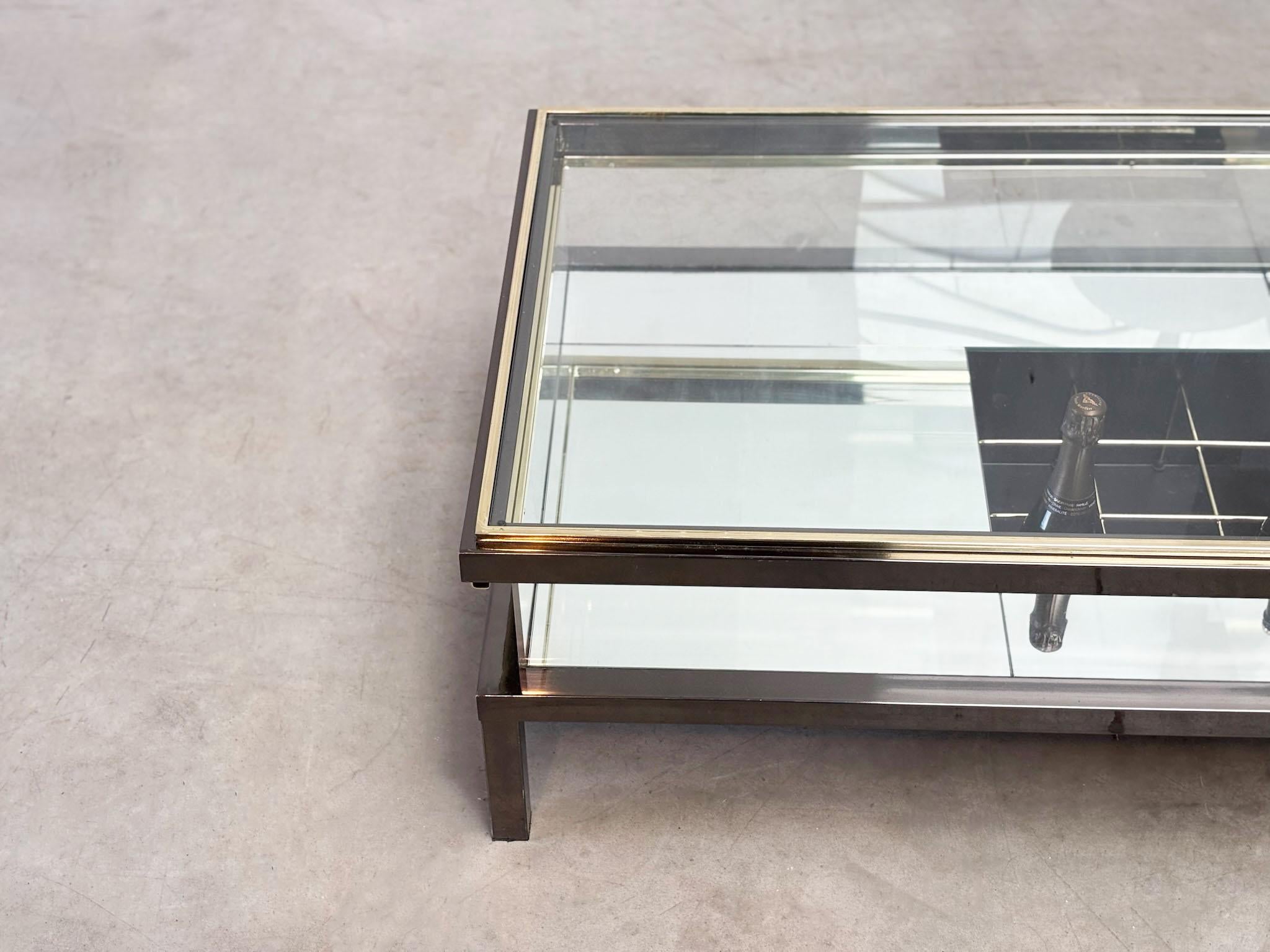 Rare Maison Jansen (attr.) sliding coffee table with bottle holder For Sale 1