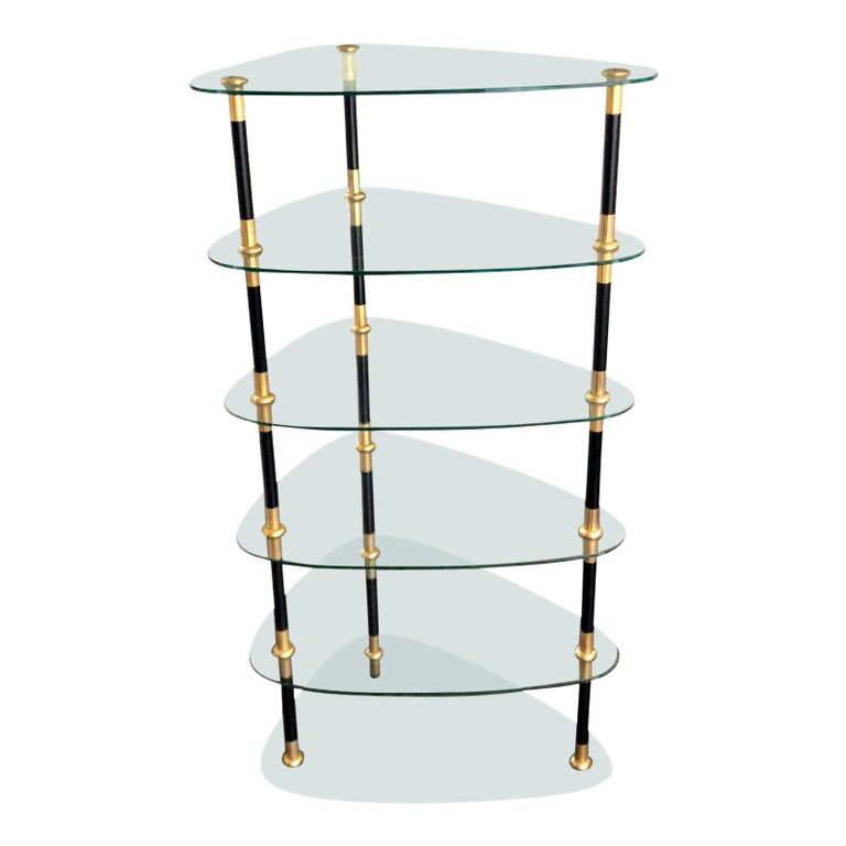Rare Maison Jansen Black and Gold Étagère Whatnot Table For Sale at 1stDibs