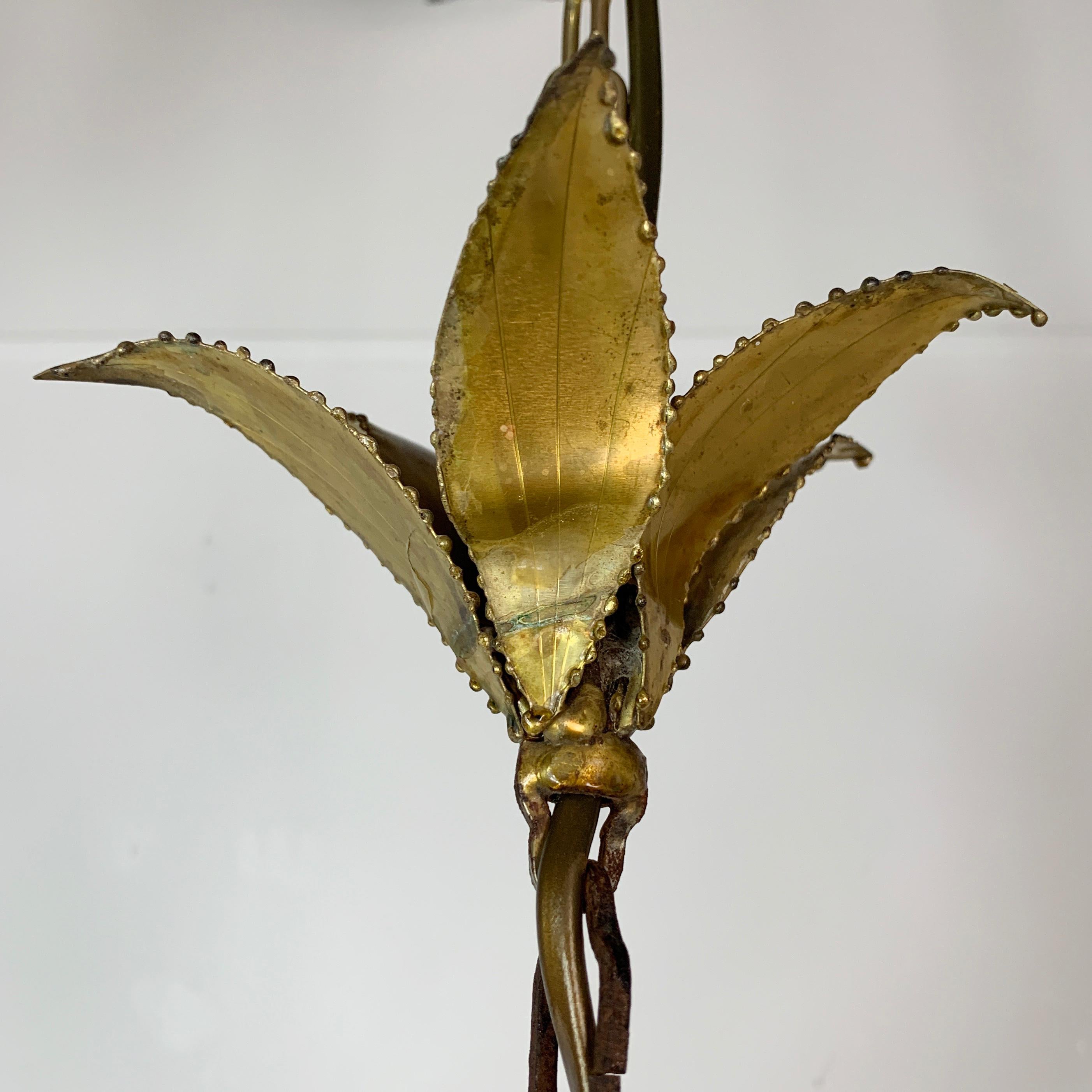 Gold Maison Jansen Brass Leaf Chandelier, circa 1960s For Sale 6