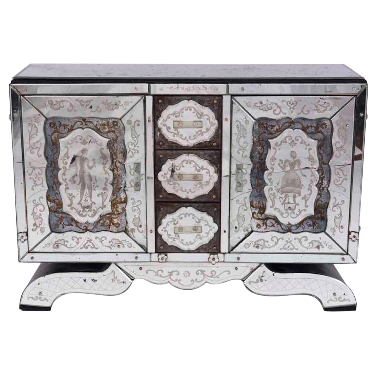 Rare Maison Jansen Venetian Style Églomisé Buffet or Server