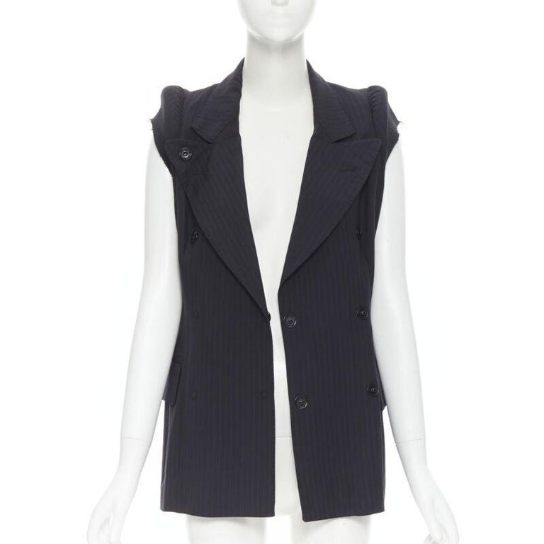 cigarette vest rare MAISON MARGIELA 1990 deconstructed padded shoulder cigarette jacket  IT40 For Sale at 1stDibs