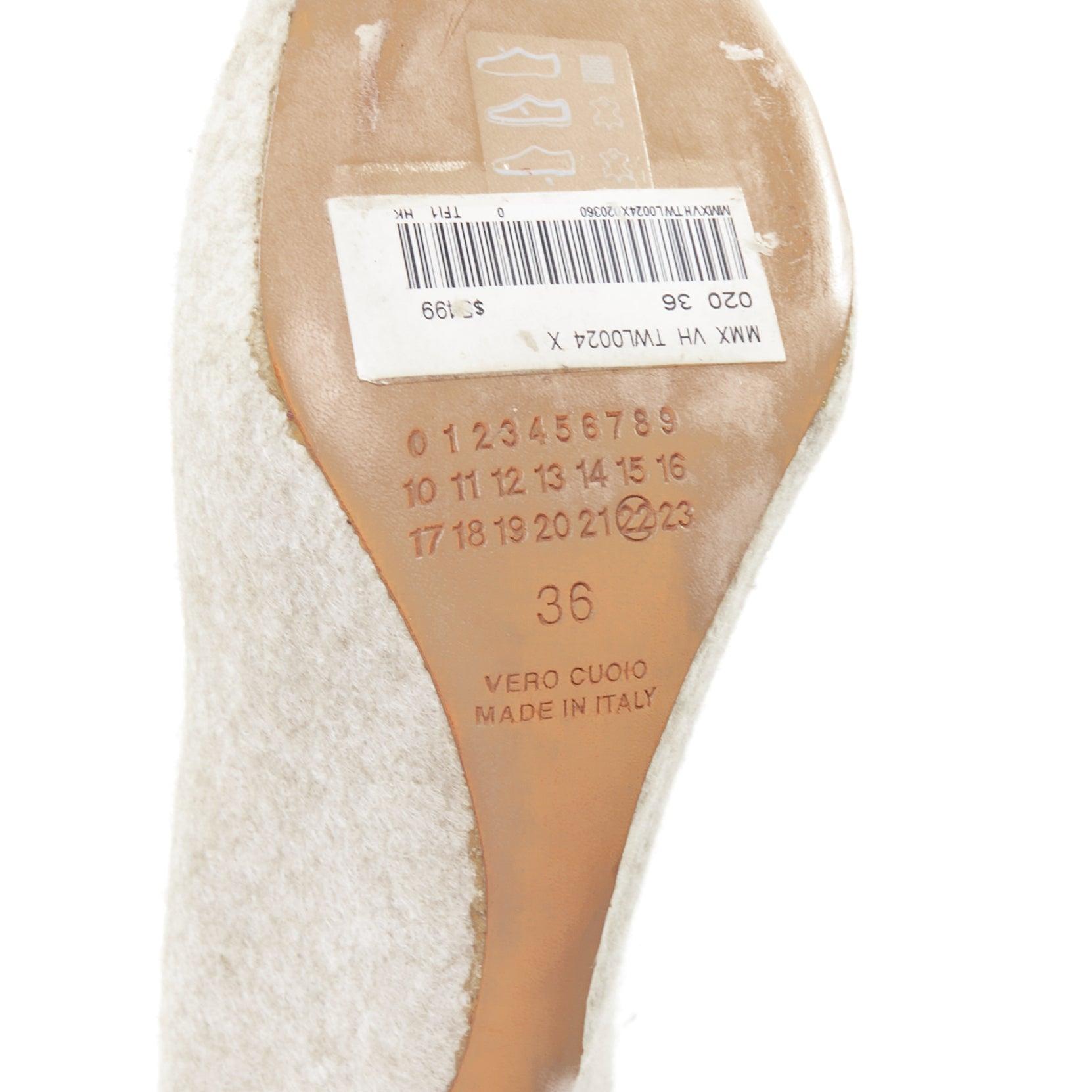 MAISON MARGIELA 2010 - Escarpins à talons hauts avec semelle convexe en feutre de laine grise EU36 en vente 5