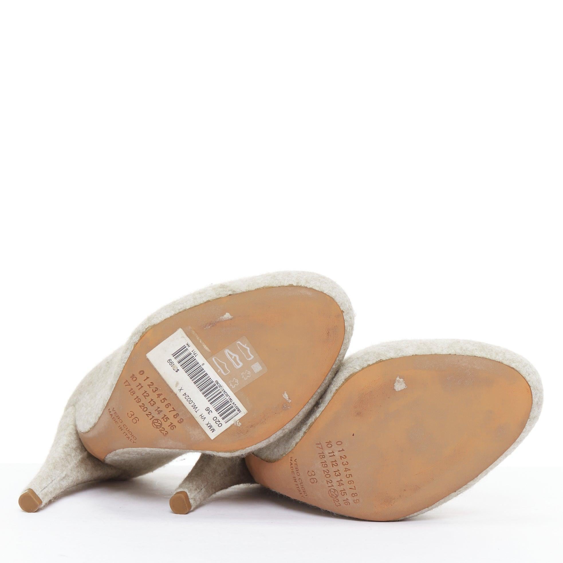 MAISON MARGIELA 2010 - Escarpins à talons hauts avec semelle convexe en feutre de laine grise EU36 en vente 7