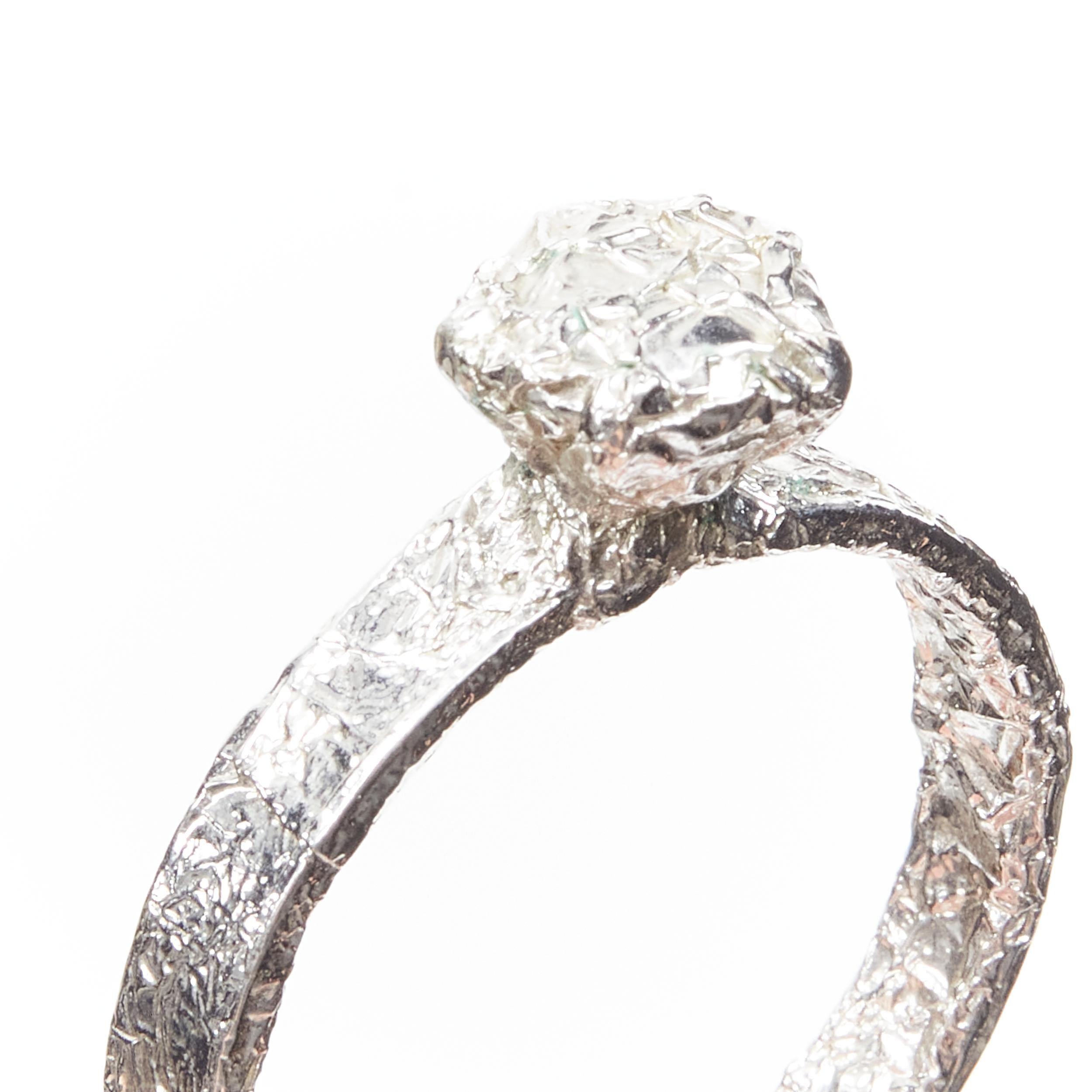 Silver rare MAISON MARGIELA 2010 silver aluminium foil wrapped XL diamond ring pendant 