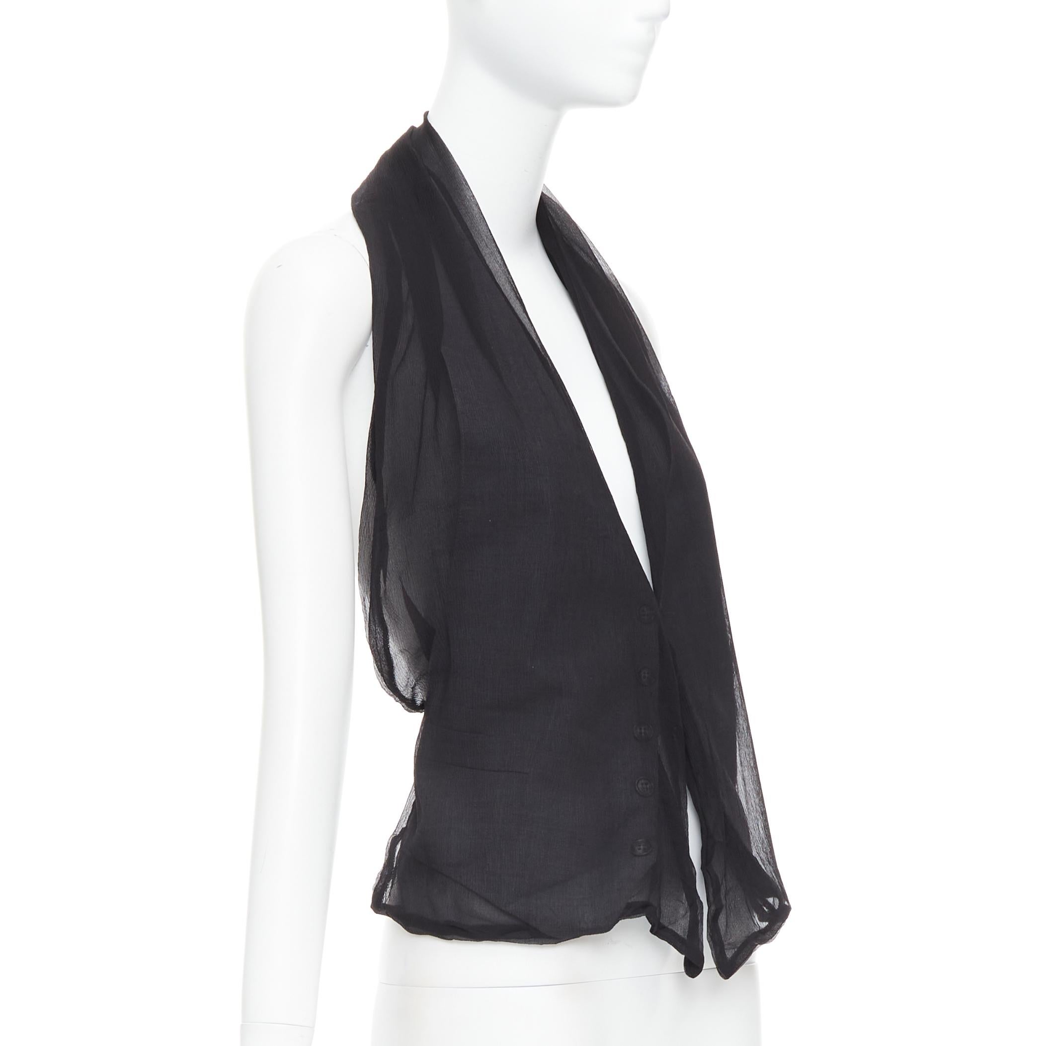 Black rare MAISON MARGIELA ARTISANAL Vintage black silk overlay tromp loeil waistcoat