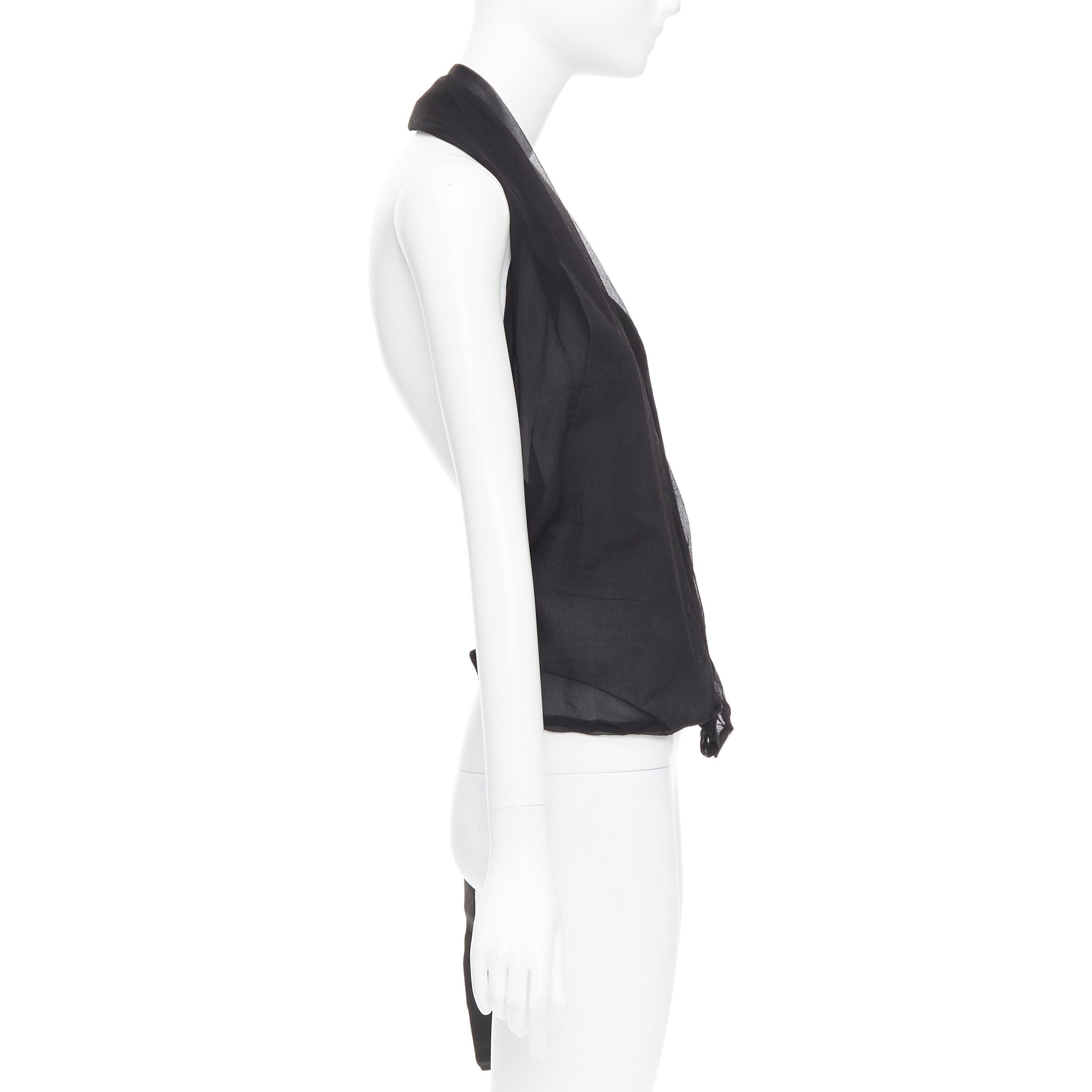 rare MAISON MARGIELA ARTISANAL Vintage black silk overlay tromp loeil waistcoat In Good Condition In Hong Kong, NT