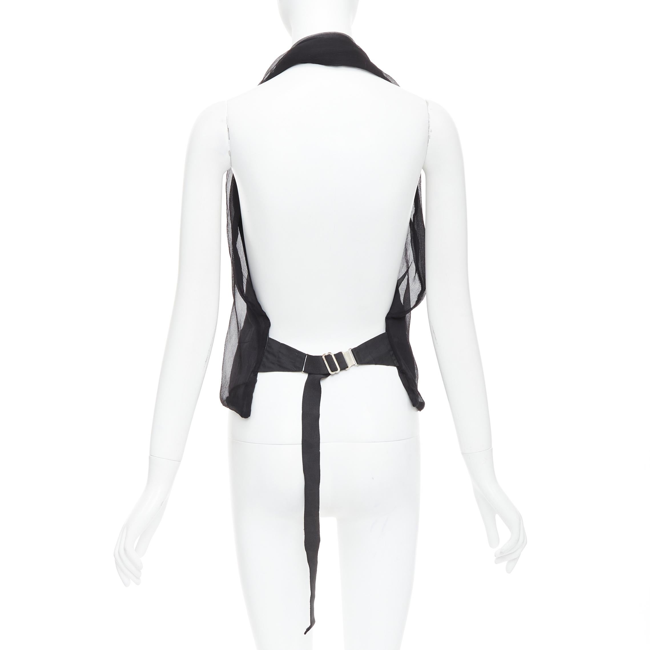 Women's rare MAISON MARGIELA ARTISANAL Vintage black silk overlay tromp loeil waistcoat