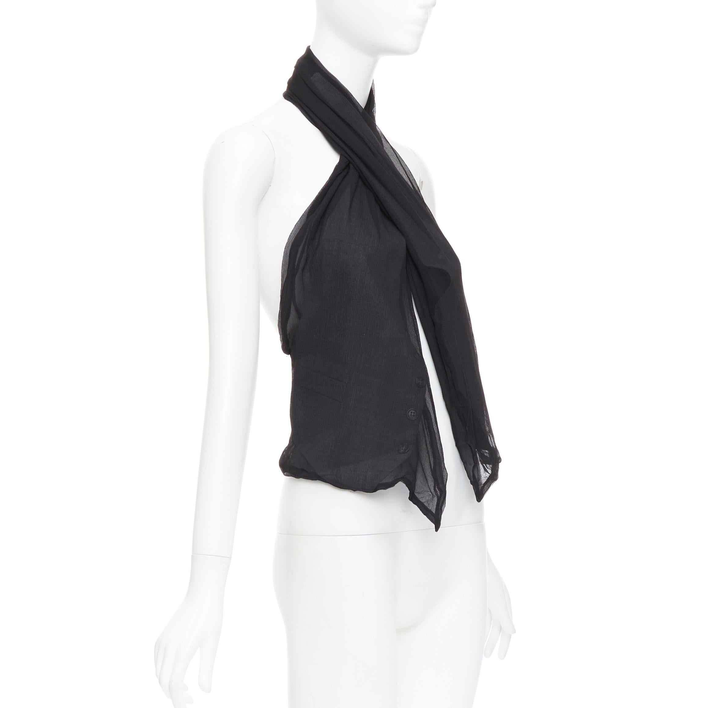 rare MAISON MARGIELA ARTISANAL Vintage black silk overlay tromp loeil waistcoat 1