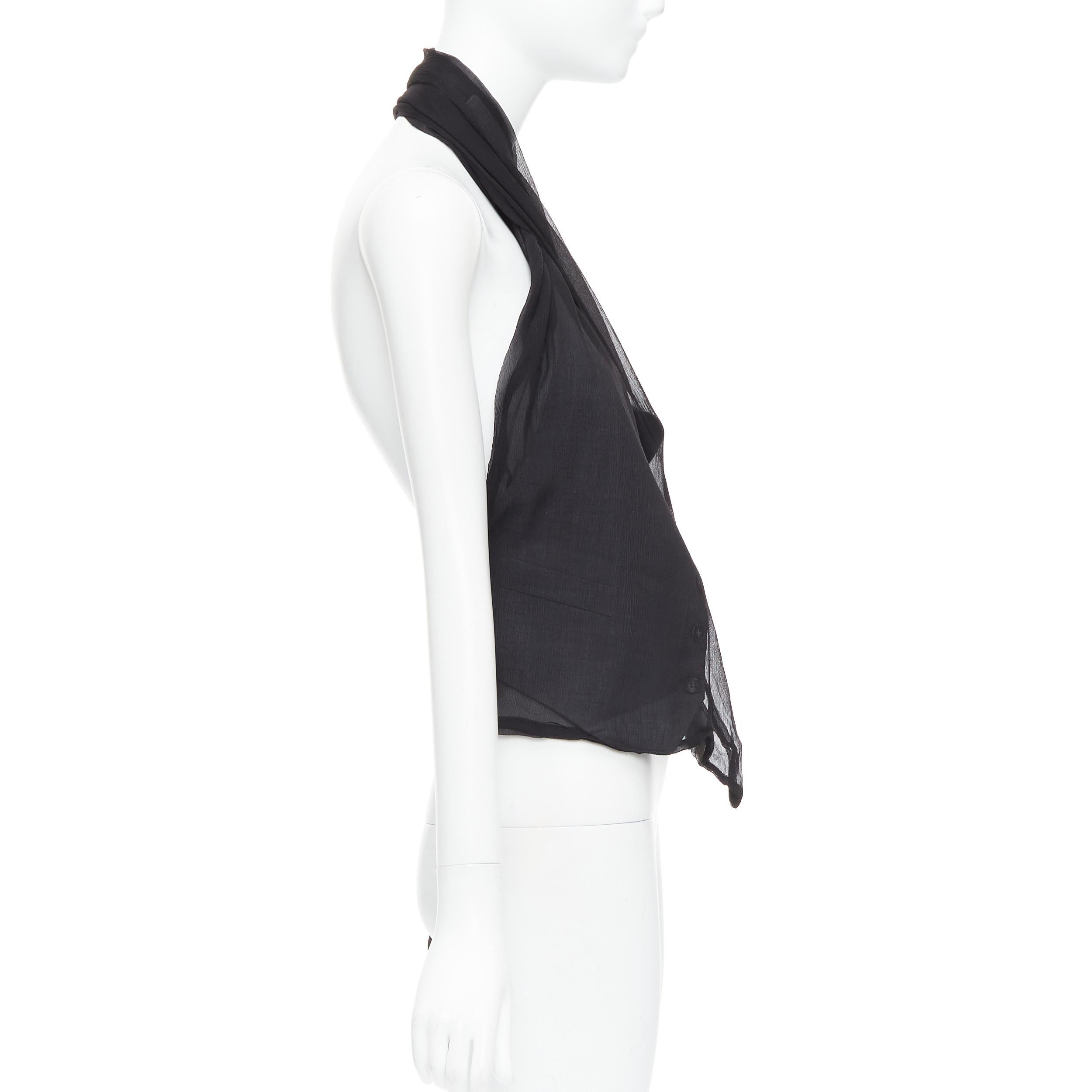rare MAISON MARGIELA ARTISANAL Vintage black silk overlay tromp loeil waistcoat 2