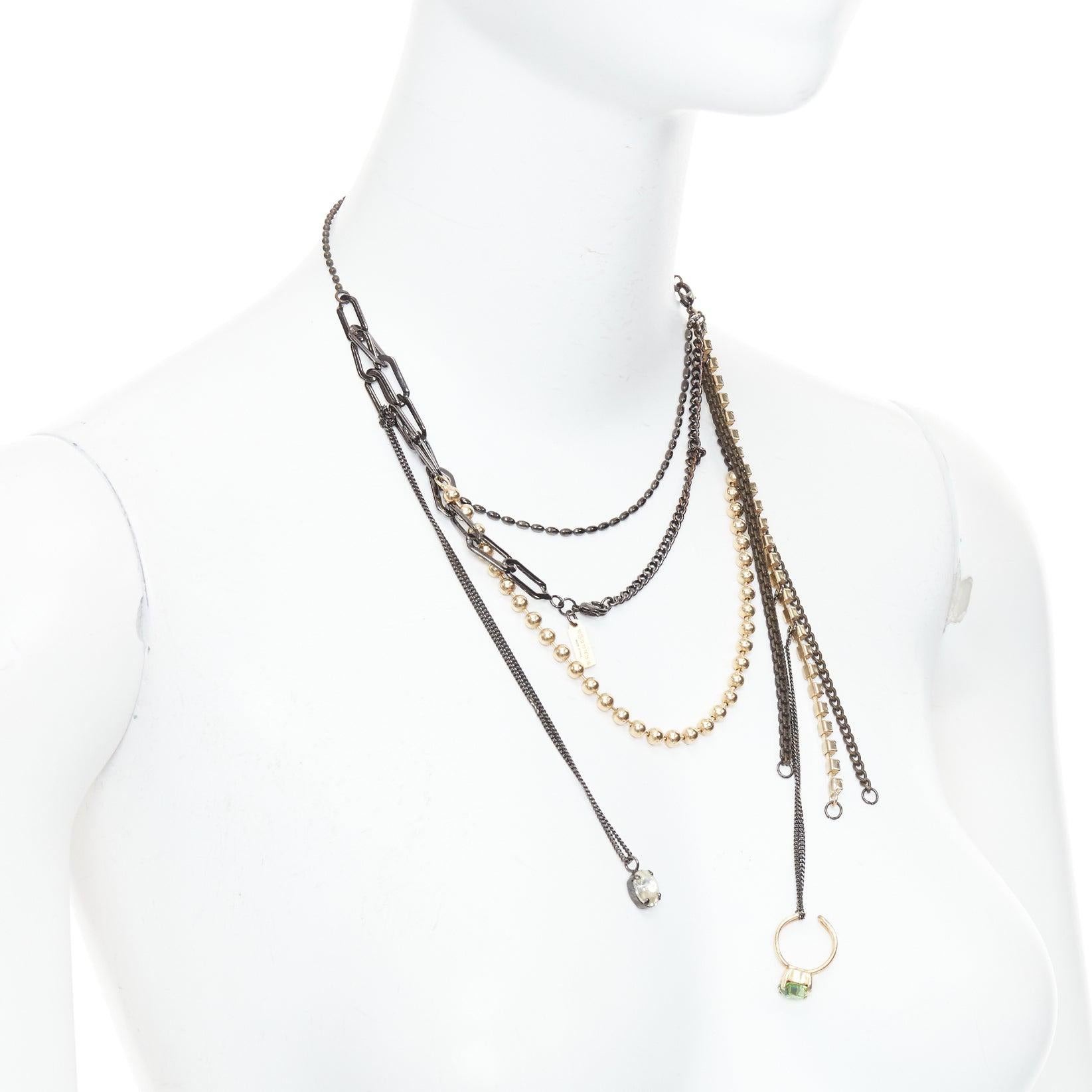 MAISON MARGIELA Line 11 Collier déconstruit vintage avec chaîne et bague en perles Excellent état - En vente à Hong Kong, NT