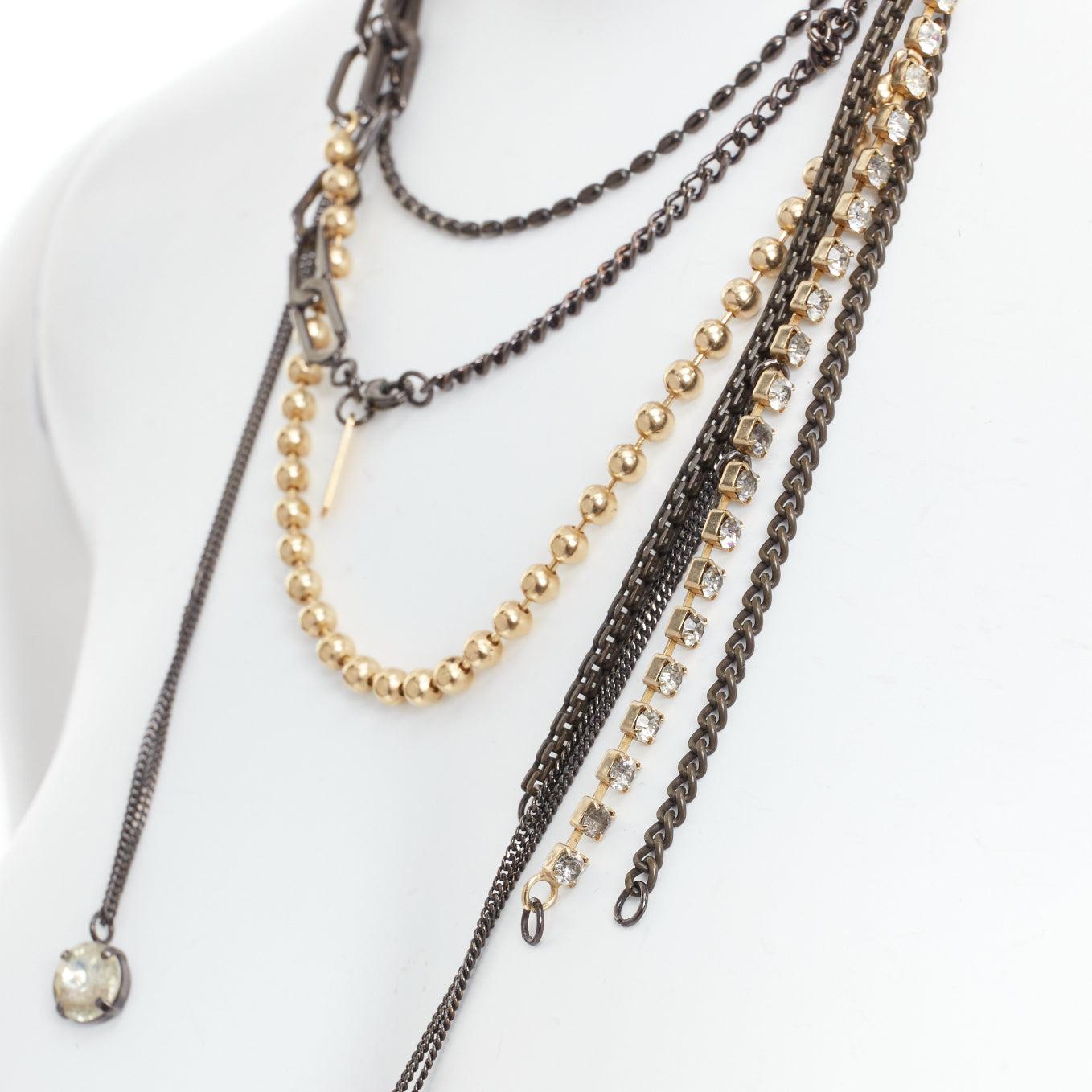 MAISON MARGIELA Line 11 Collier déconstruit vintage avec chaîne et bague en perles en vente 3