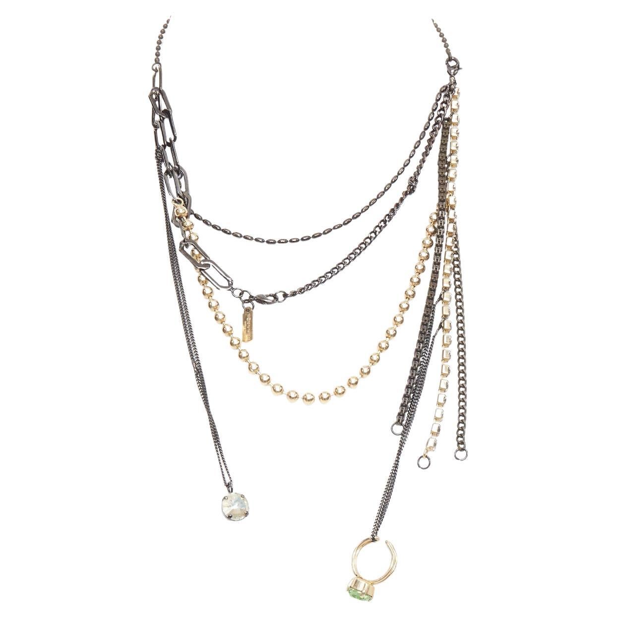 rare MAISON MARGIELA Line 11 Vintage chain pearl ring deconstructed necklace