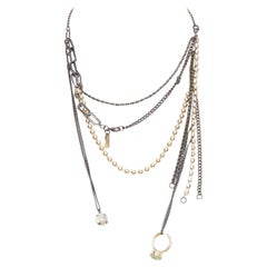 rare MAISON MARGIELA Line 11 Vintage chain pearl ring deconstructed necklace