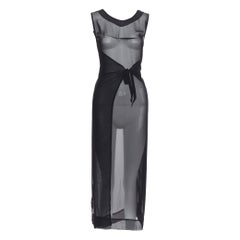 rare MAISON MARGIELA Vintage AW1991 sheer chest darts apron tie dress IT42 M