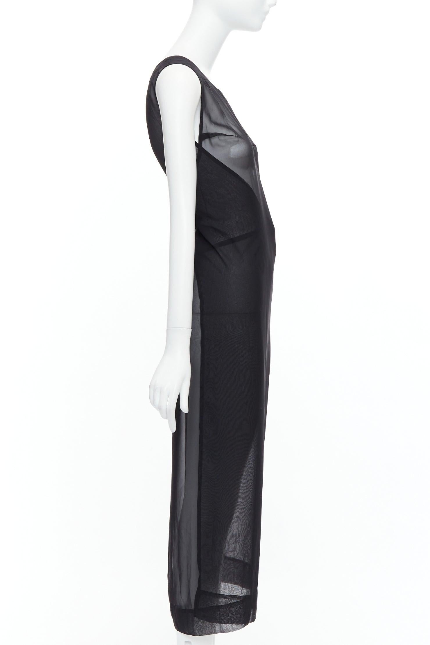 rare MAISON MARGIELA Vintage AW1991 sheer chest darts apron tie midi dress IT42 In Excellent Condition For Sale In Hong Kong, NT