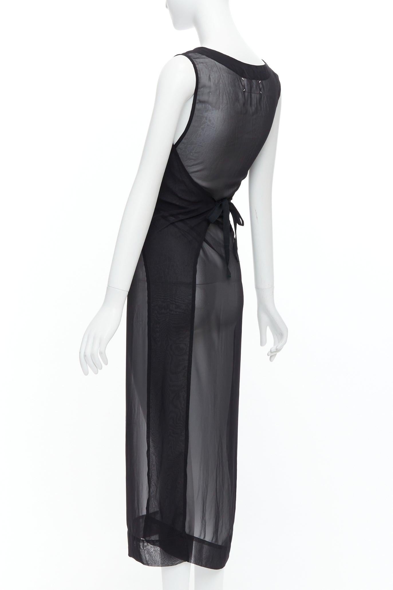 rare MAISON MARGIELA Vintage AW1991 sheer chest darts apron tie midi dress IT42 For Sale 1